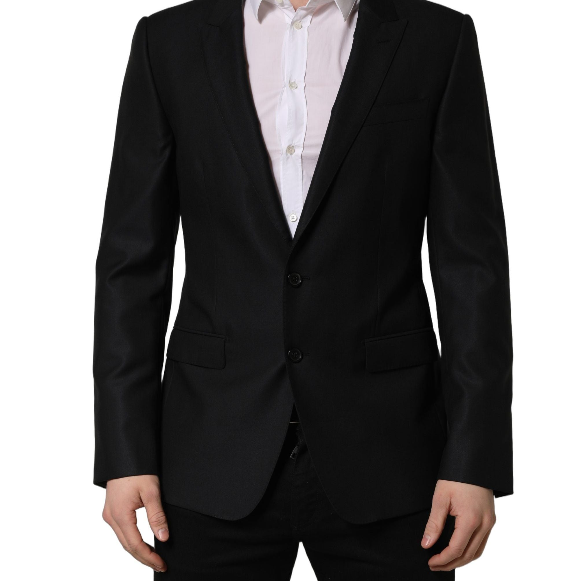 Dolce & Gabbana Black Wool Single Breasted Men Blazer Jacket