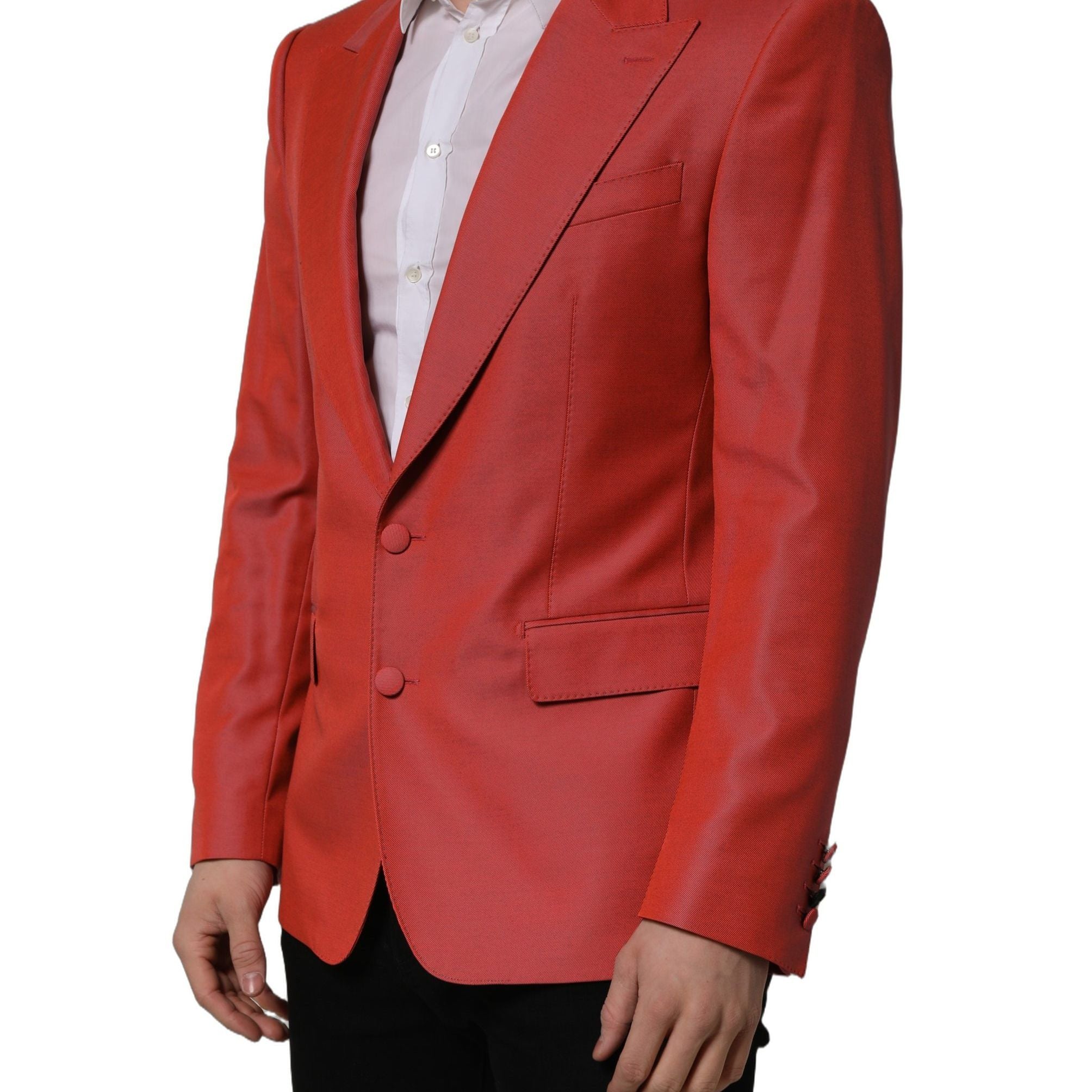 Dolce & Gabbana Red Wool Single Breasted Men Blazer Jacket