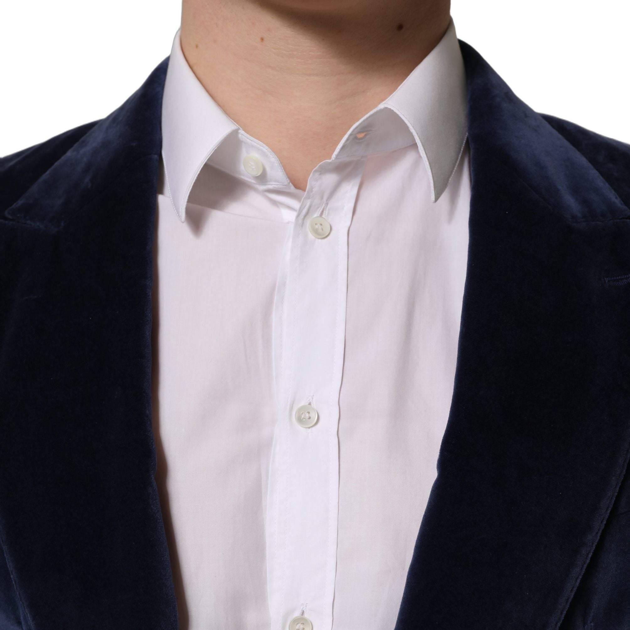 Dolce & Gabbana Blue Velvet Single Breasted Blazer Jacket