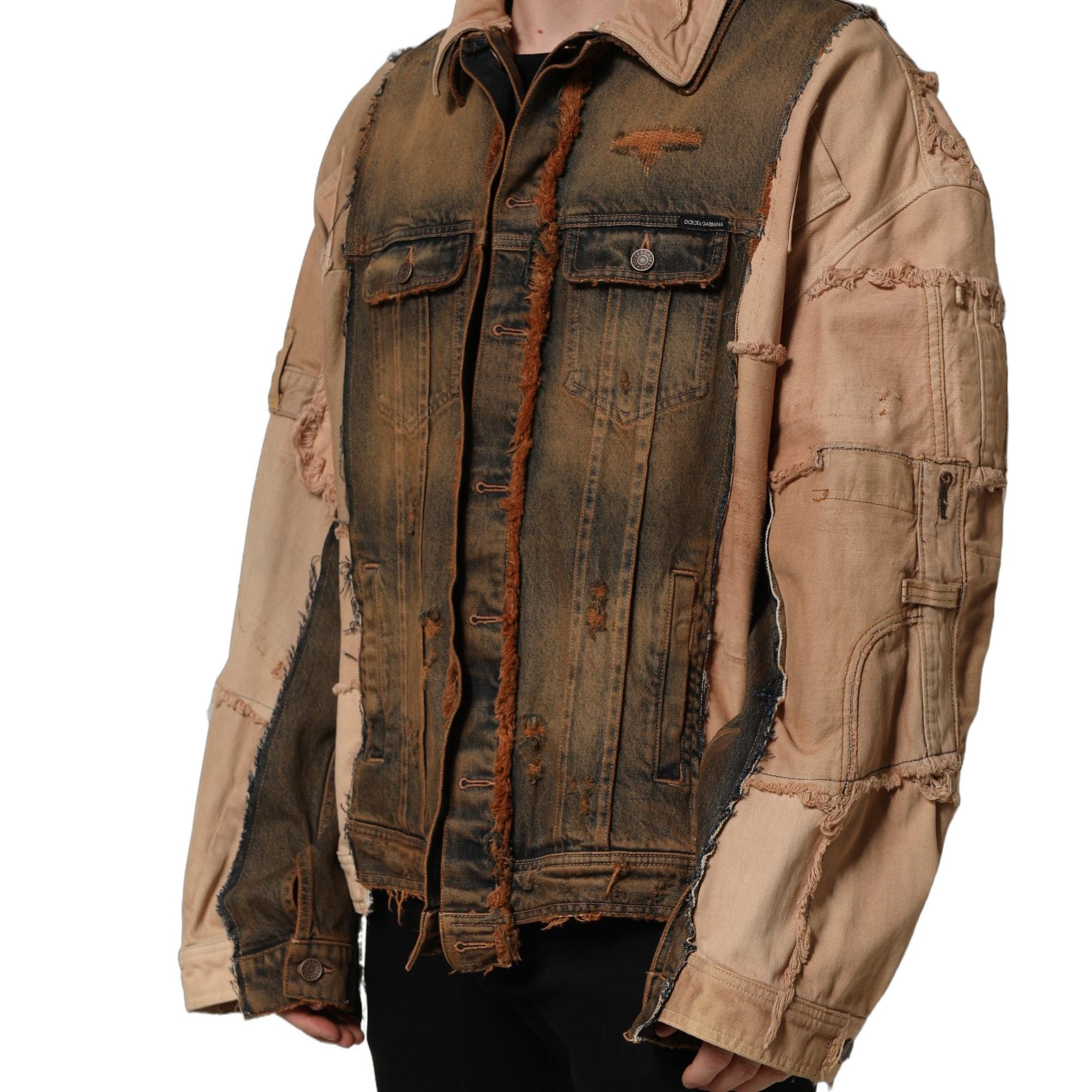 Dolce & Gabbana Multicolor Raw Cut Panelled Denim Men Jacket