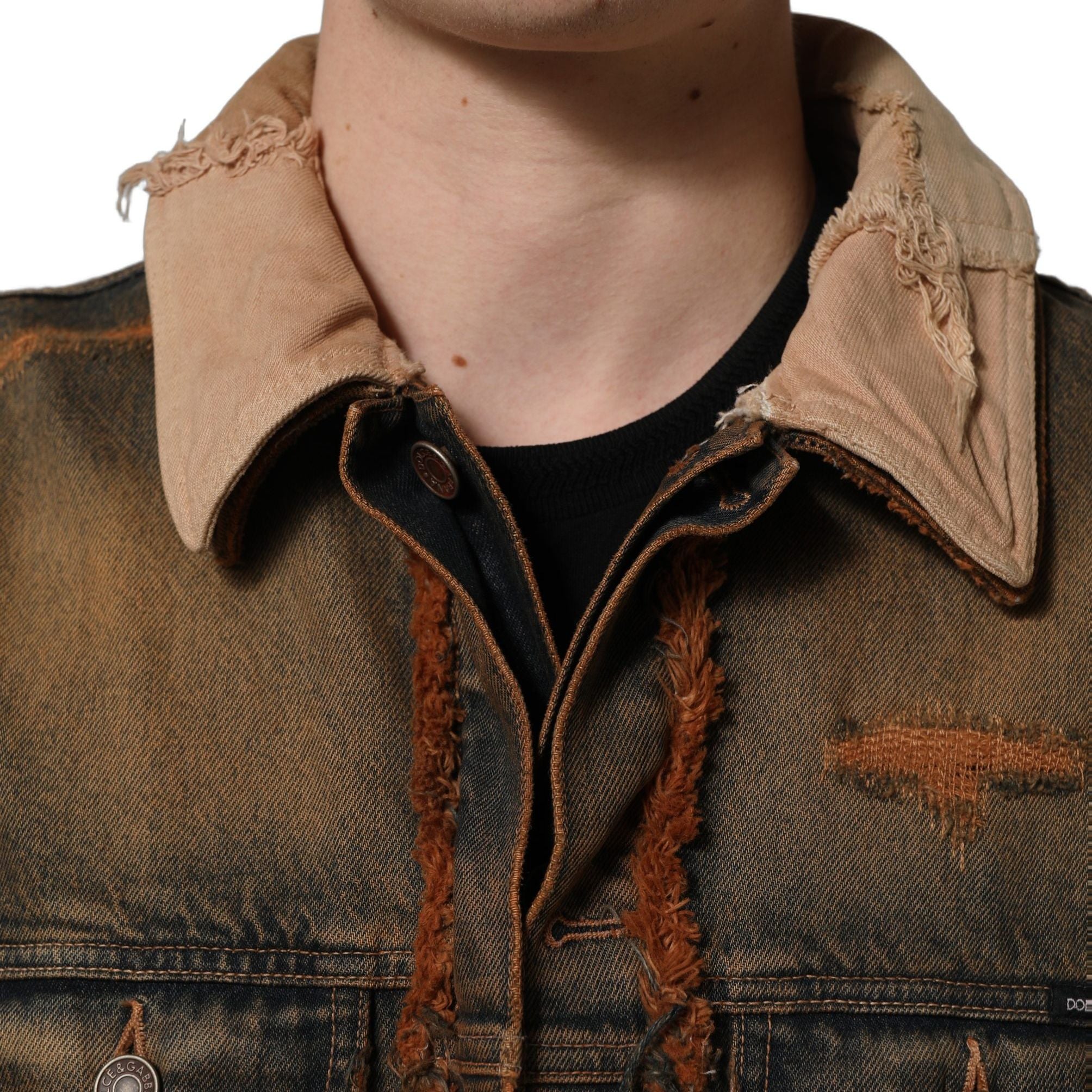 Dolce & Gabbana Multicolor Raw Cut Panelled Denim Men Jacket