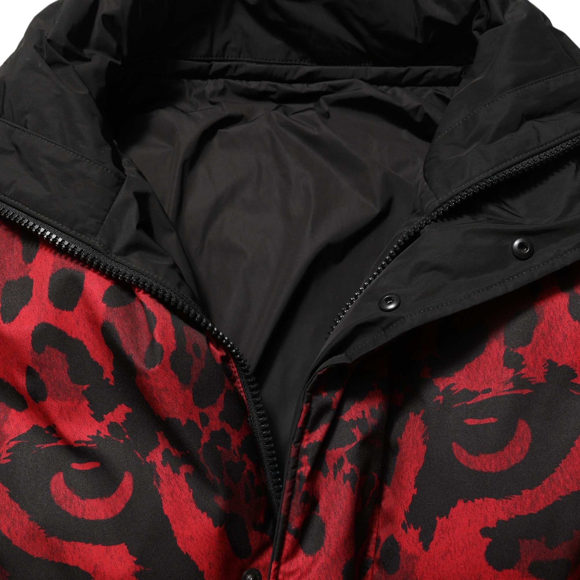 Dolce & Gabbana Red Black Reversible Animal Print Puffer Coat Jacket