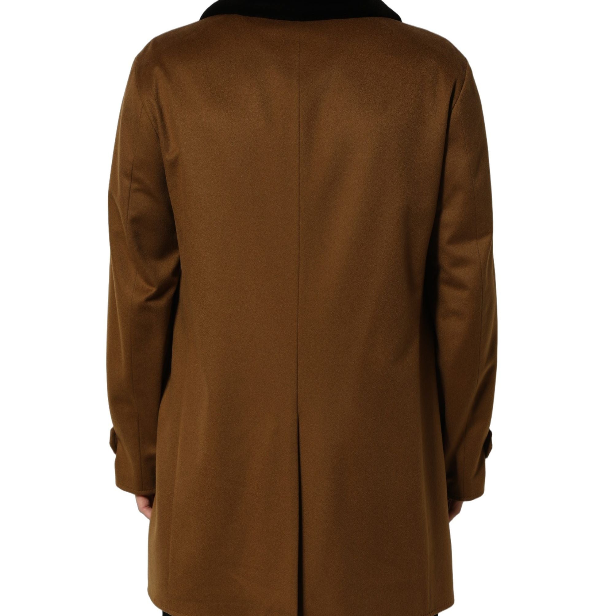 Dolce & Gabbana Brown Cashmere Mink Fur Men Overcoat Jacket