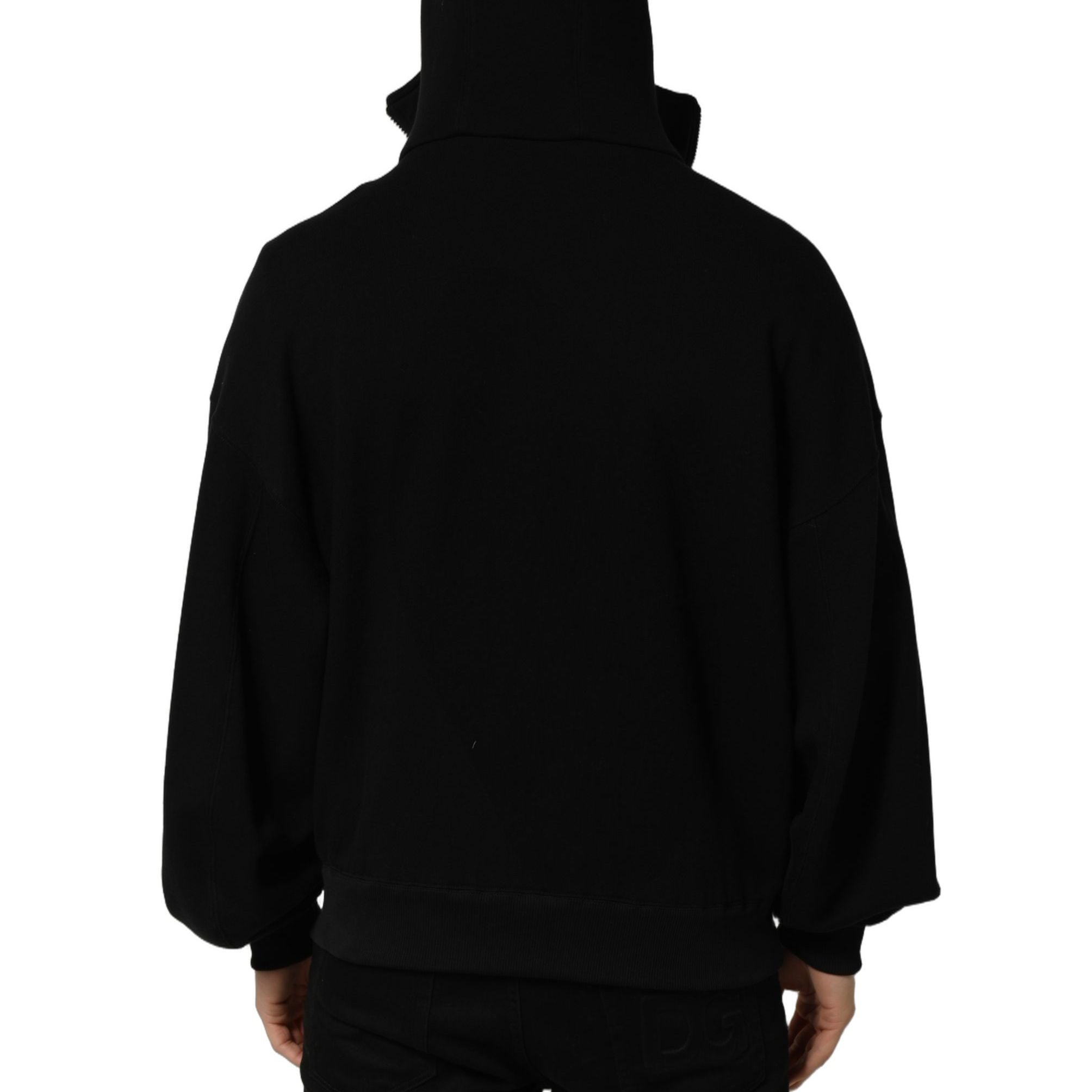 Dolce & Gabbana Black Cotton Men Hooded FullZip Bomber Jacket