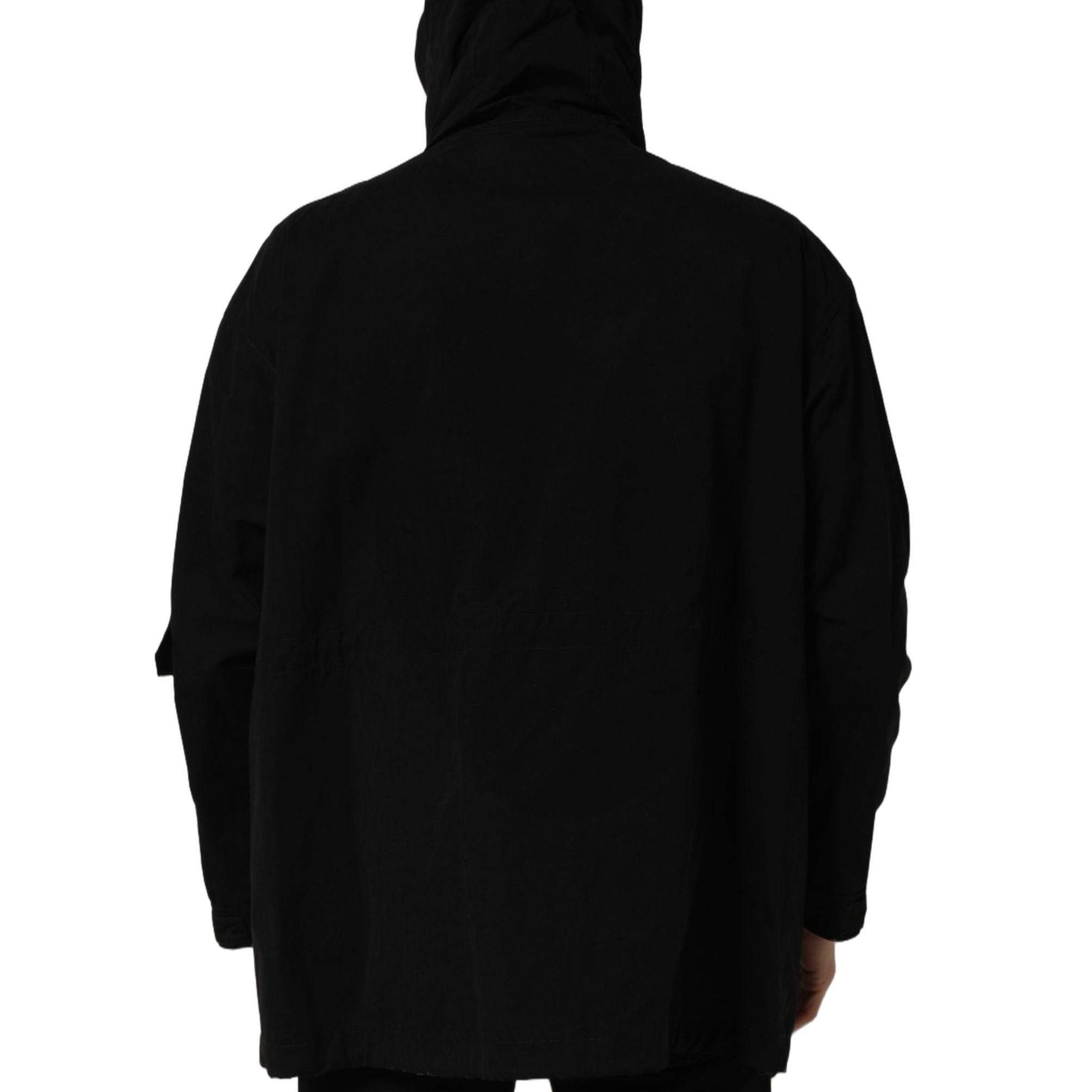 Dolce & Gabbana Black Nylon Men Hooded Windbreaker Jacket