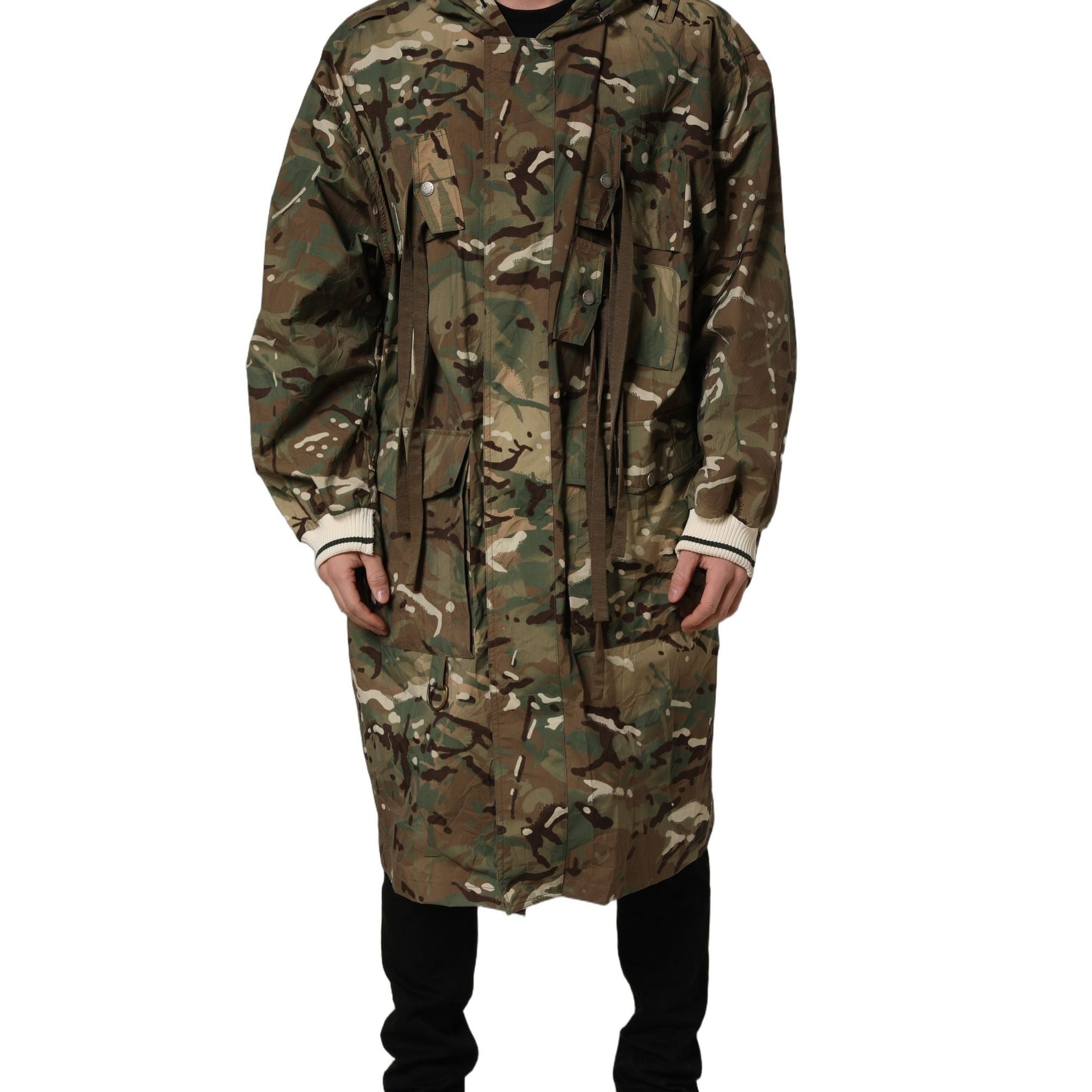 Dolce & Gabbana Multicolor Camouflage Hooded Coat Jacket