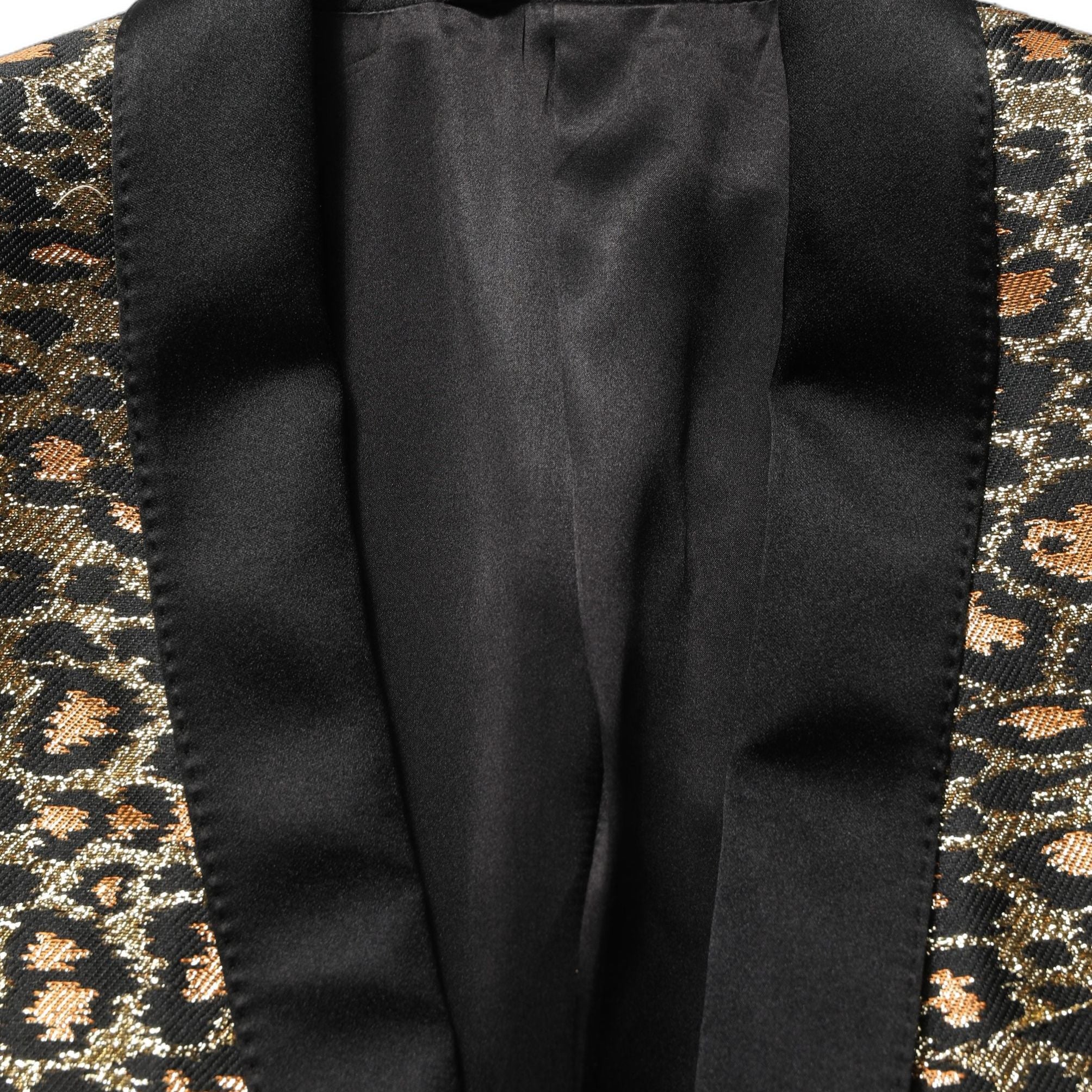 Dolce & Gabbana Gold Leopard Single Breasted Men Coat Jacket