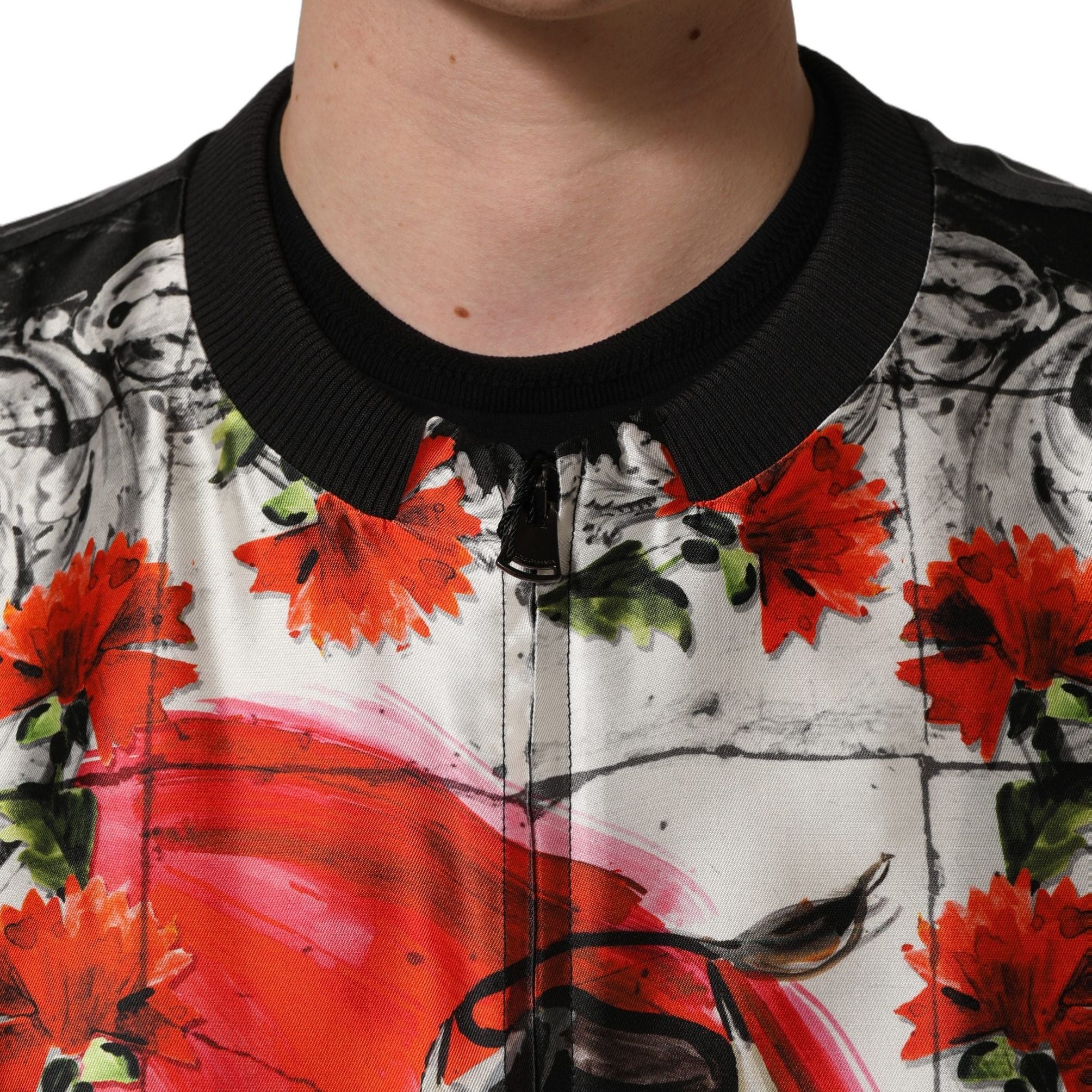 Dolce & Gabbana Multicolor Majolica Bull Print Bomber Jacket