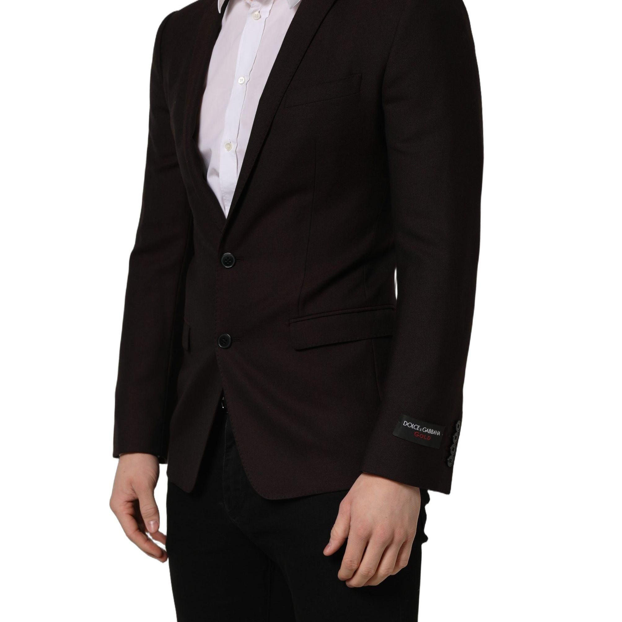 Dolce & Gabbana Brown Wool GOLD Single Breasted Men Jacket