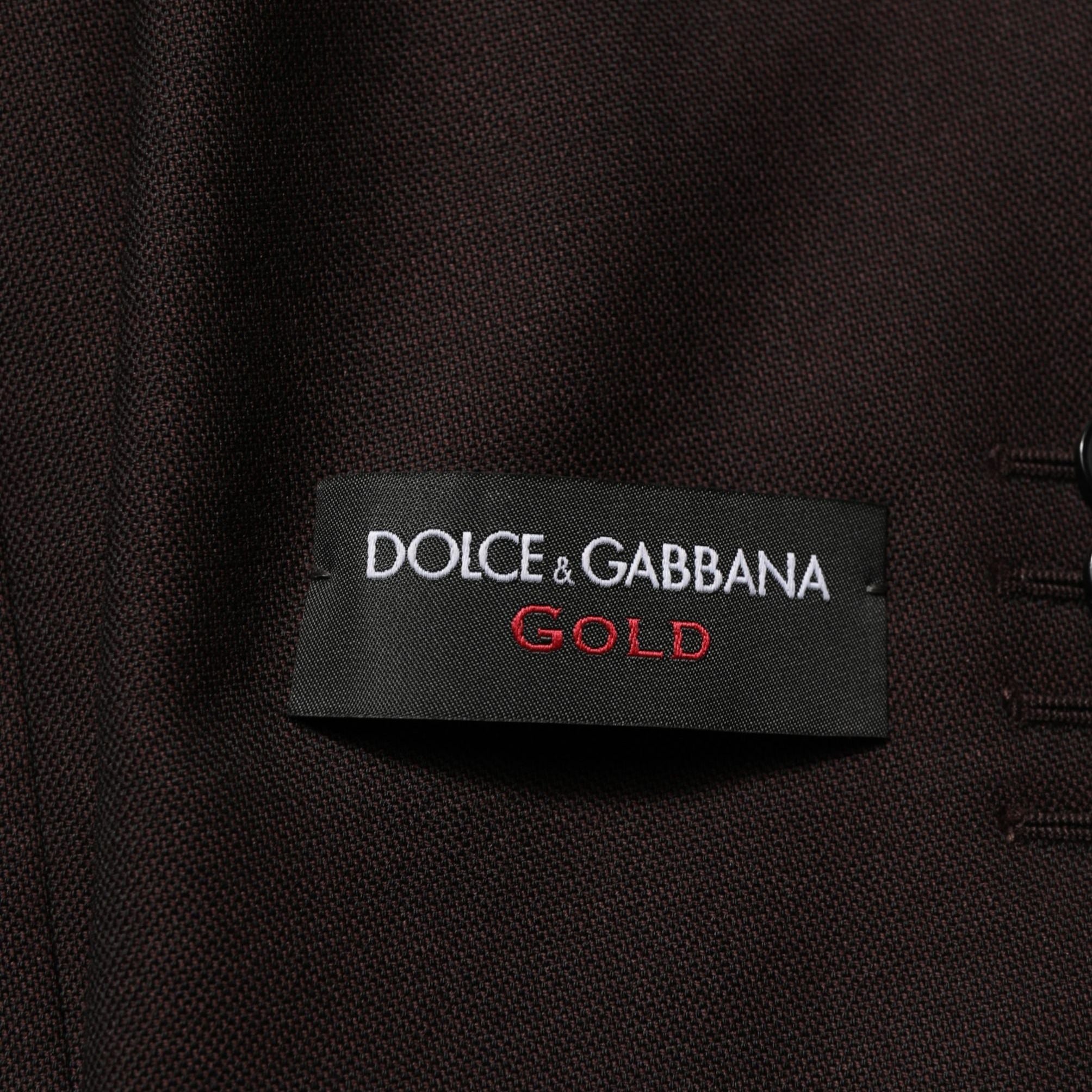 Dolce & Gabbana Brown Wool GOLD Single Breasted Men Jacket