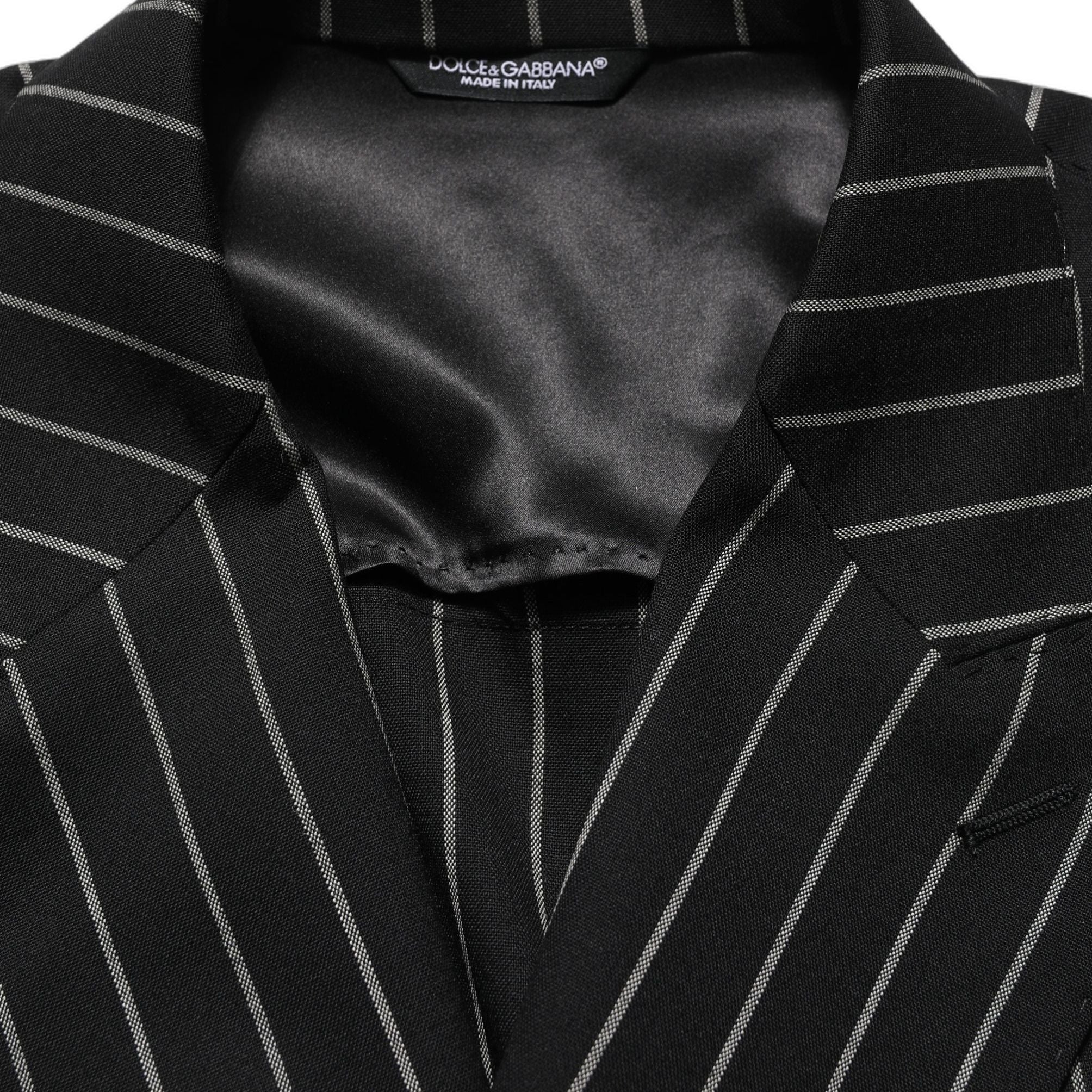 Dolce & Gabbana Black Stripes Wool Double Breasted Jacket