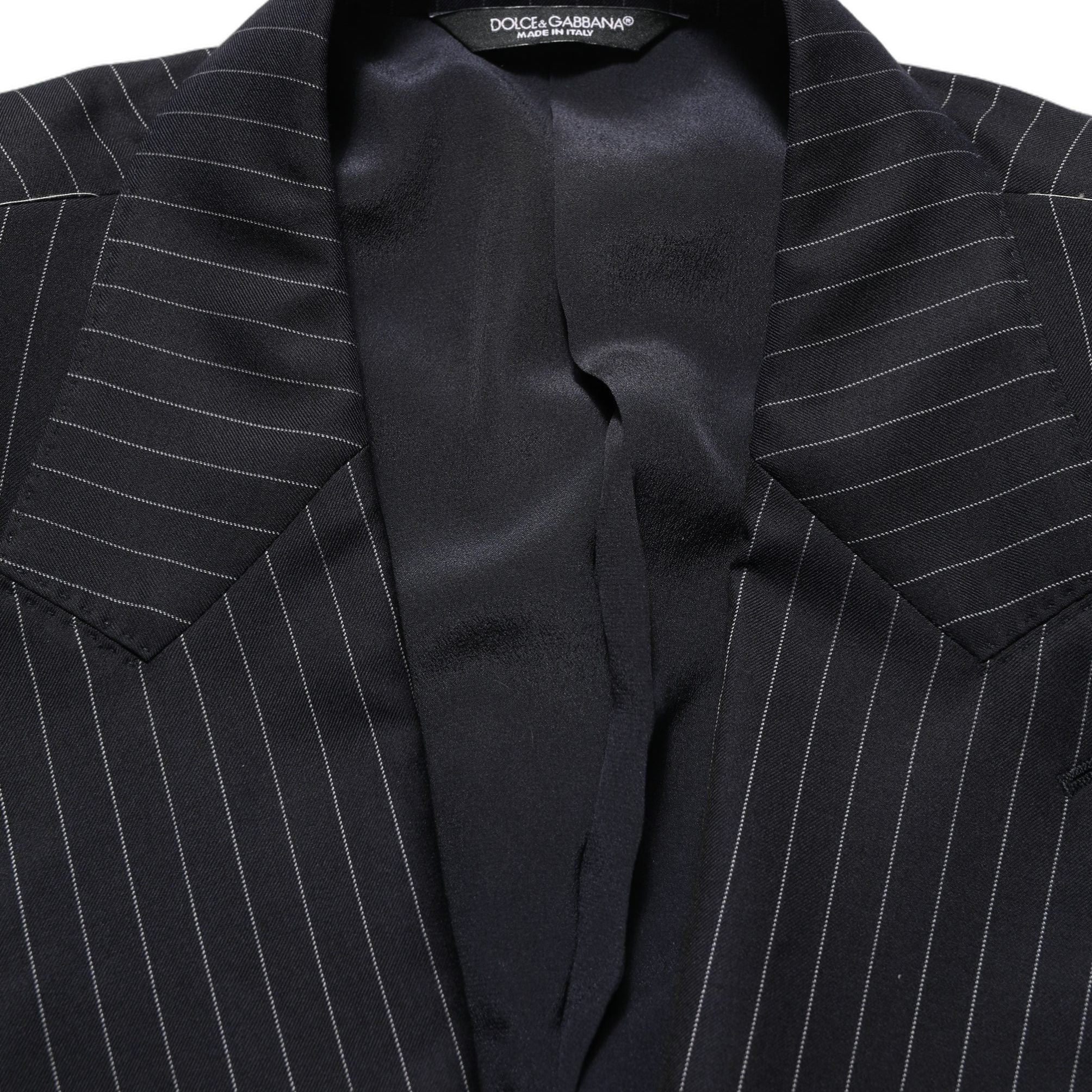 Dolce & Gabbana Black Stripes Wool Double Breasted Jacket