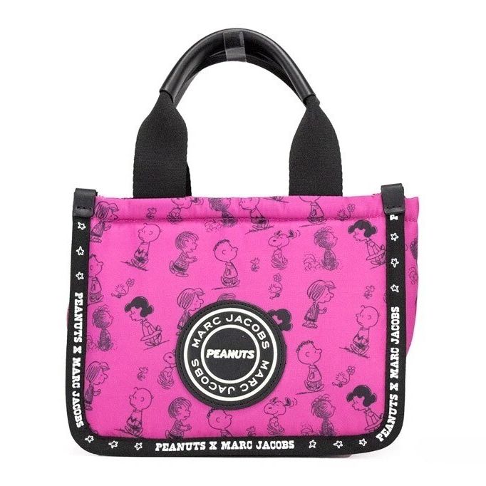 Marc Jacobs X Peanuts Mini Fuchsia Fedora Puffy Nylon Tote Convertible Handbag