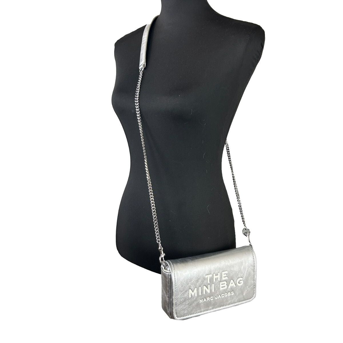 Marc Jacobs The Metallic Leather Chain Mini Bag - Silver