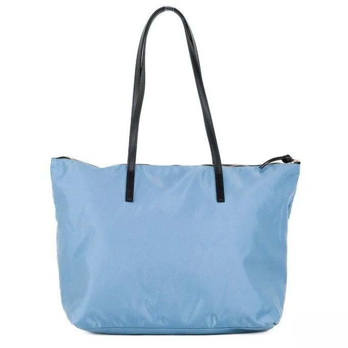 Versace Portuna Medusa Medium Cornflower Blue Nylon Leather Tote Bag Purse