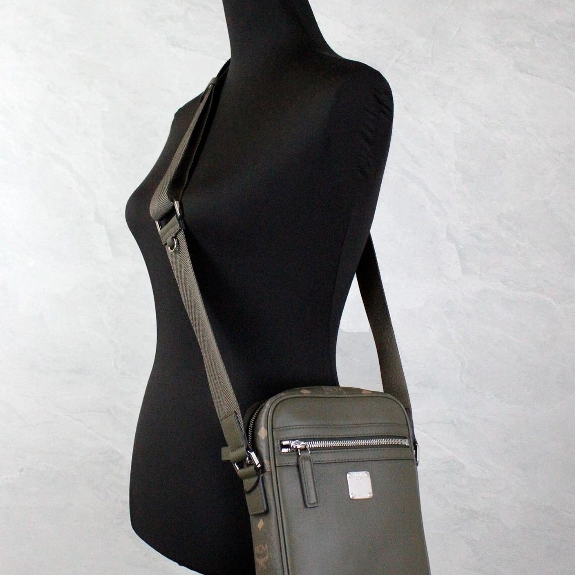 MCM Visetos Leather Camera Crossbody Bag