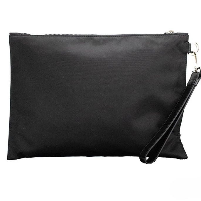 Versace Large Black Nylon Fabric Medusa Convertible Pouch Clutch Wristlet Bag