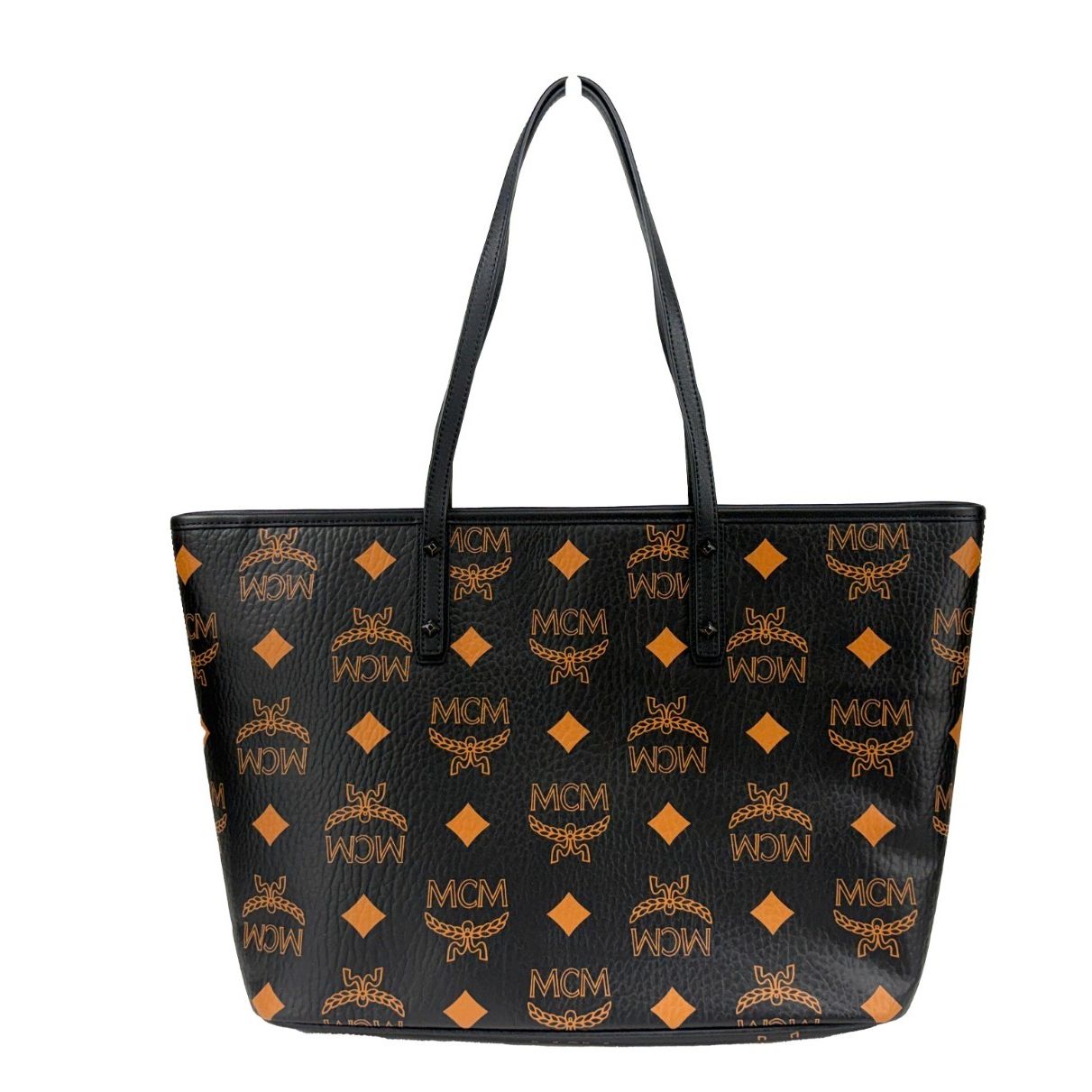 MCM Aren Black Leather Shoulder Tote Bag