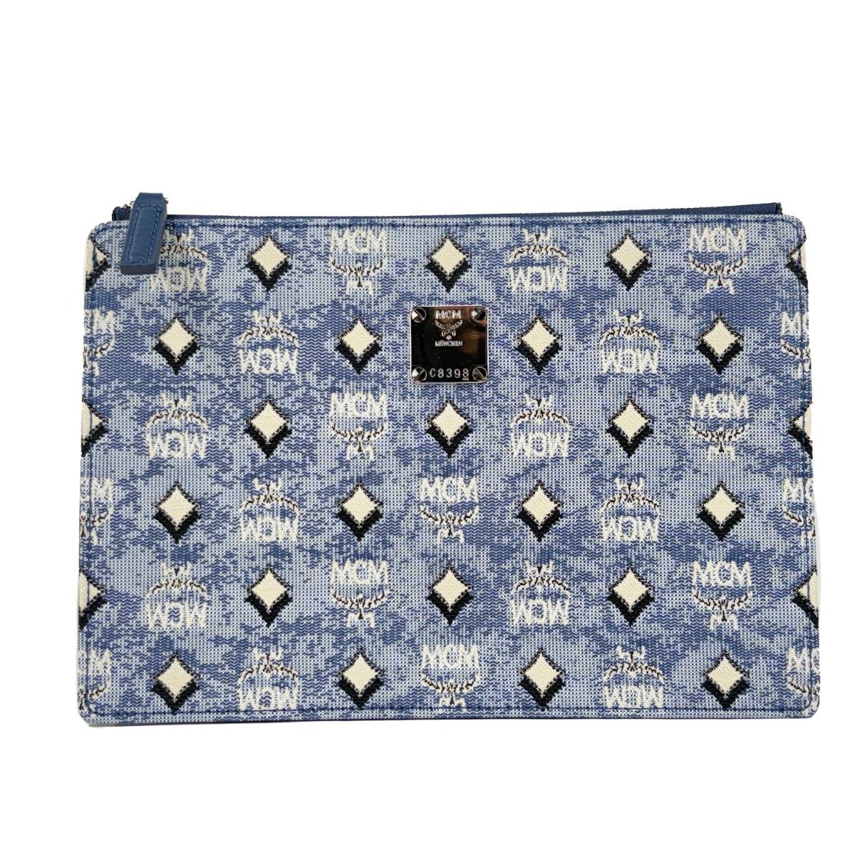 MCM Aren Flat Pouch Denim Crossbody Bag