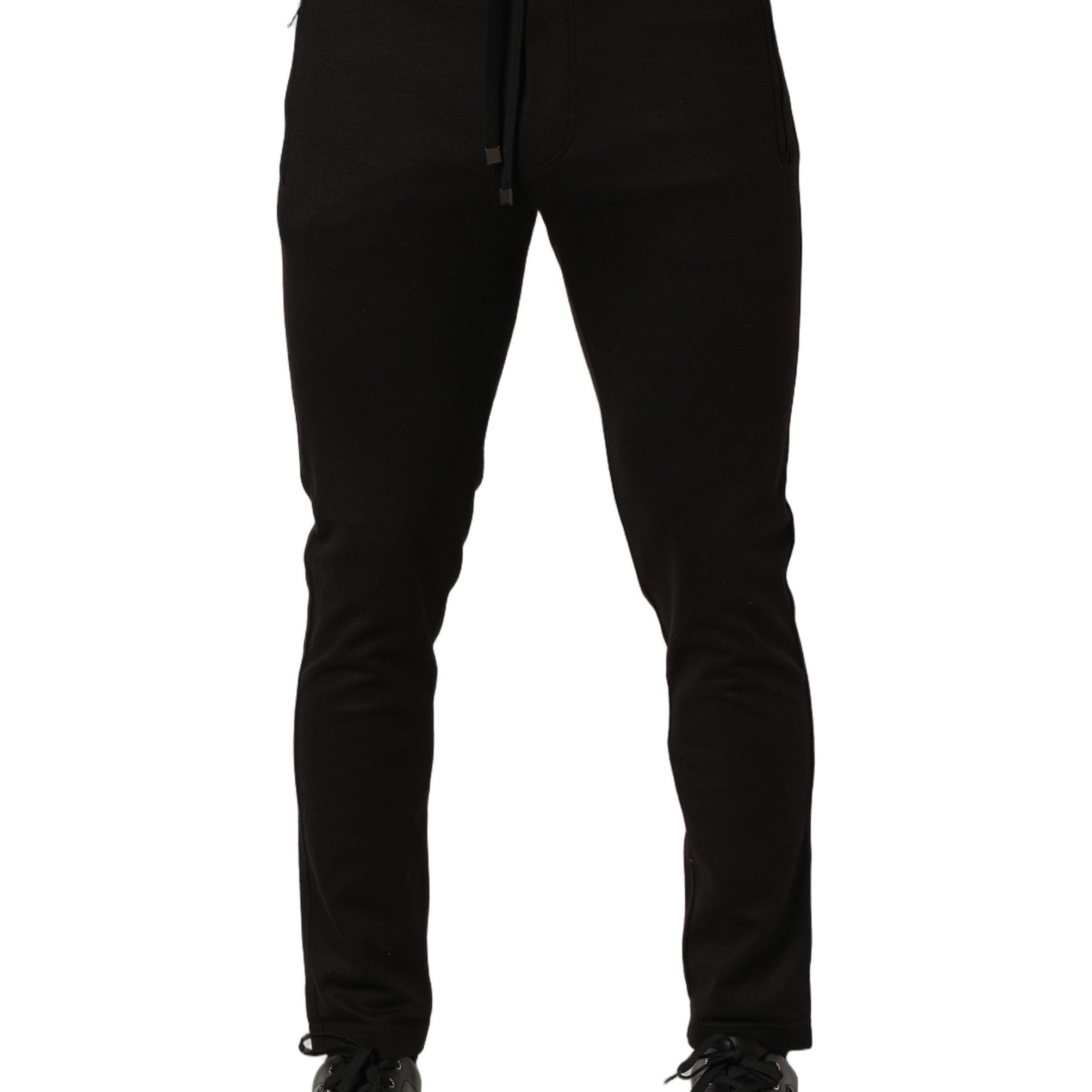 Dolce & Gabbana Black Wool Jogger Men Sweatpants Trouser Pants