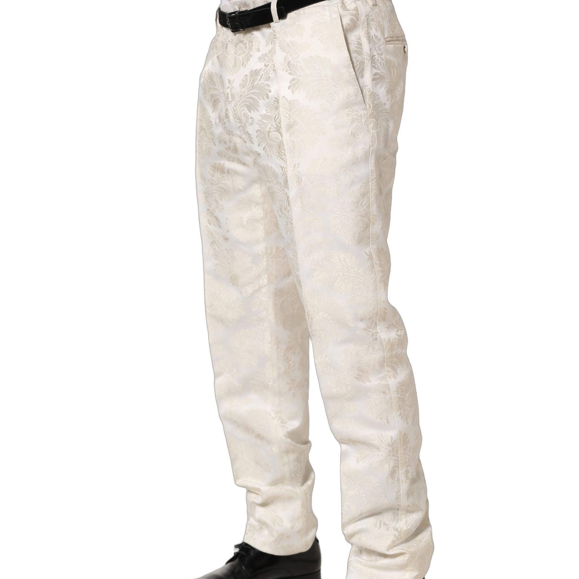 Dolce & Gabbana White Floral Men Dress Formal Trouser Pants