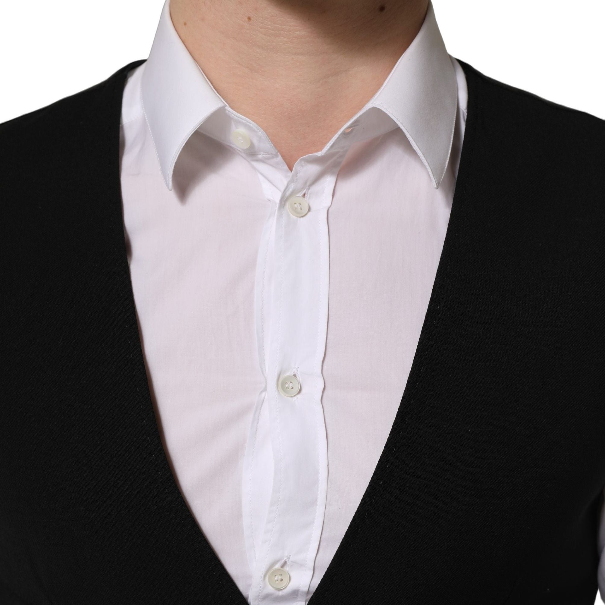 Dolce & Gabbana Black Wool Single Breasted Waistcoat Vest
