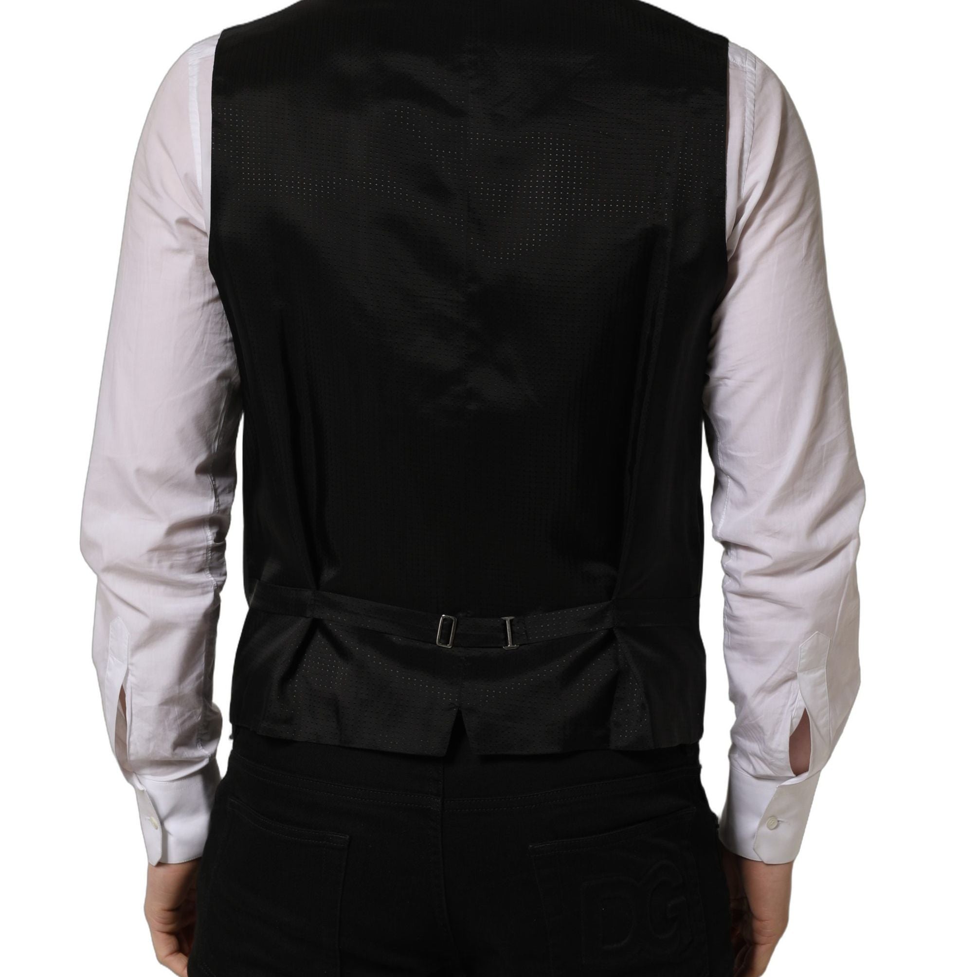 Dolce & Gabbana Black Single Breasted Men Waistcoat Vest