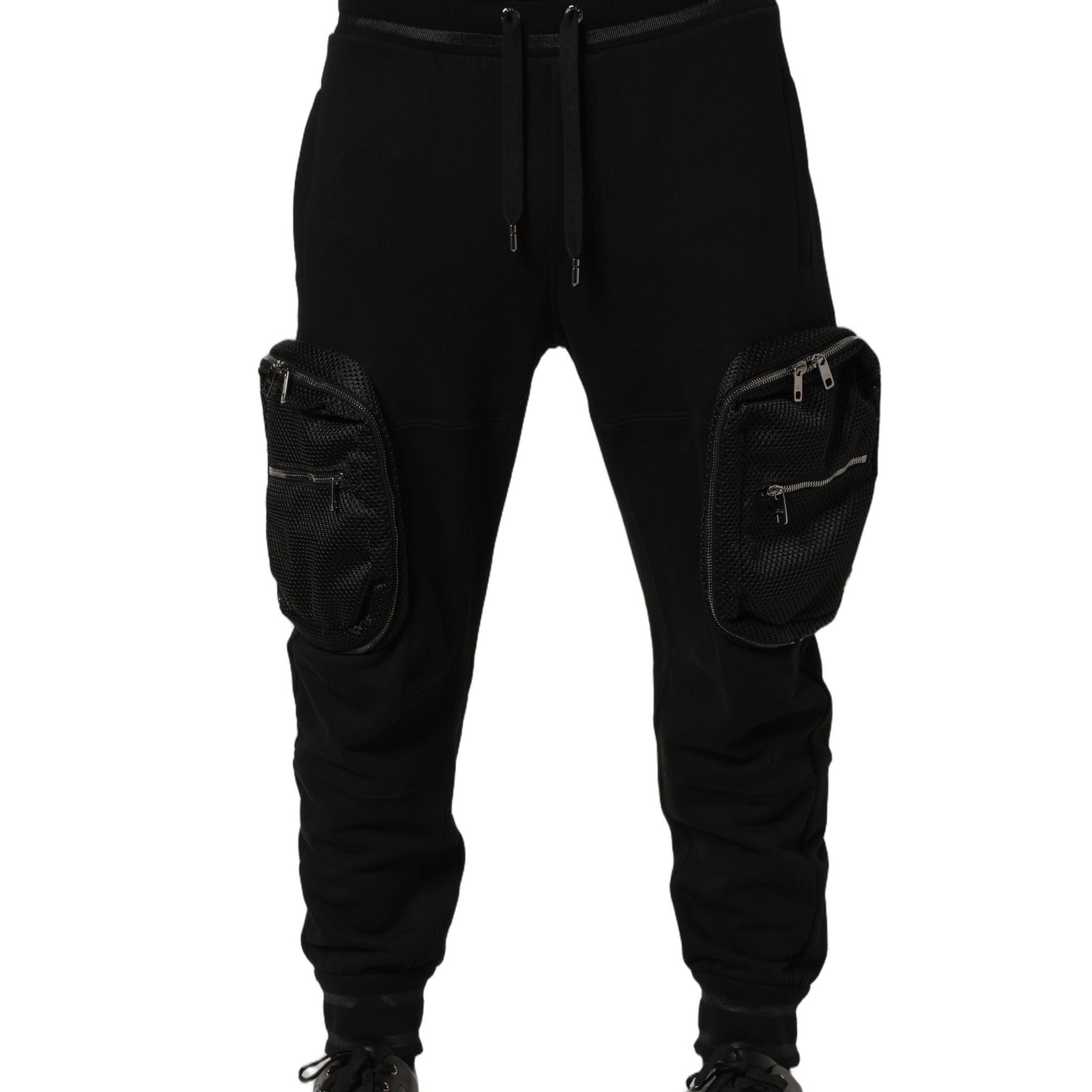 Dolce & Gabbana Black Mid Waist Cargo Jogger Sweatpants Pants