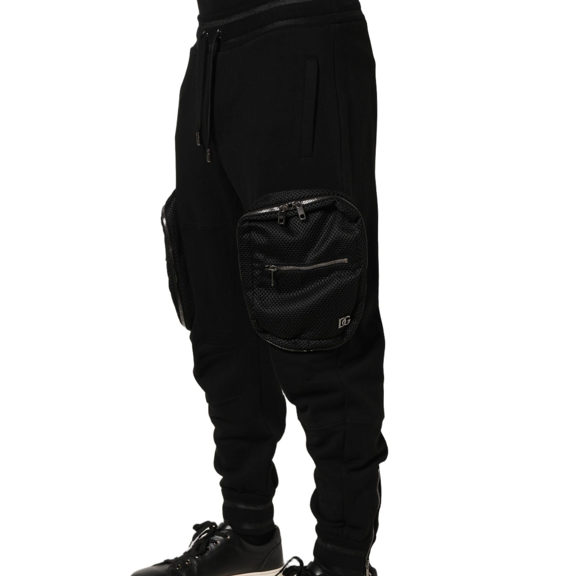 Dolce & Gabbana Black Mid Waist Cargo Jogger Sweatpants Pants