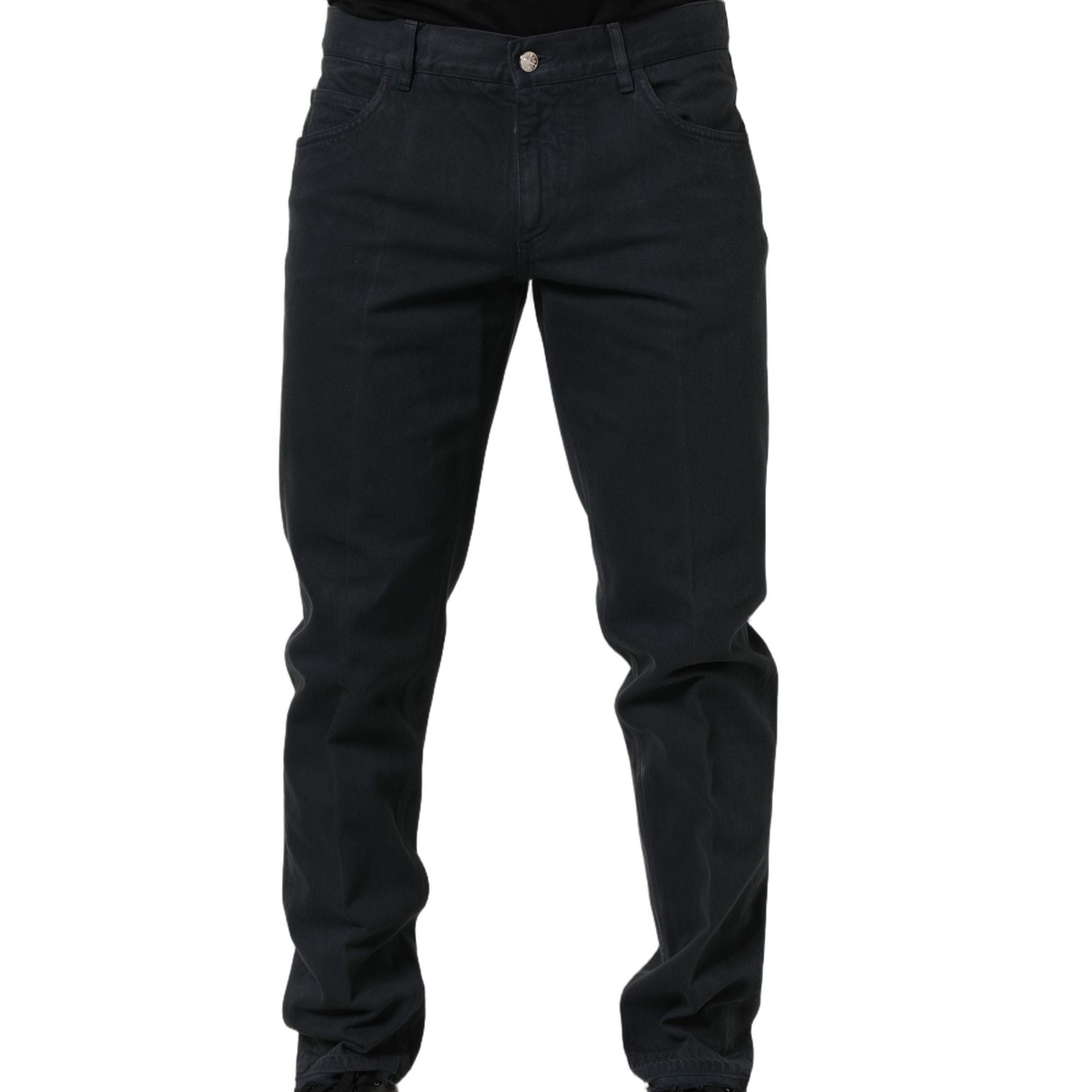 Dolce & Gabbana Black Cotton Mid Waist Skinny Men Denim Jeans