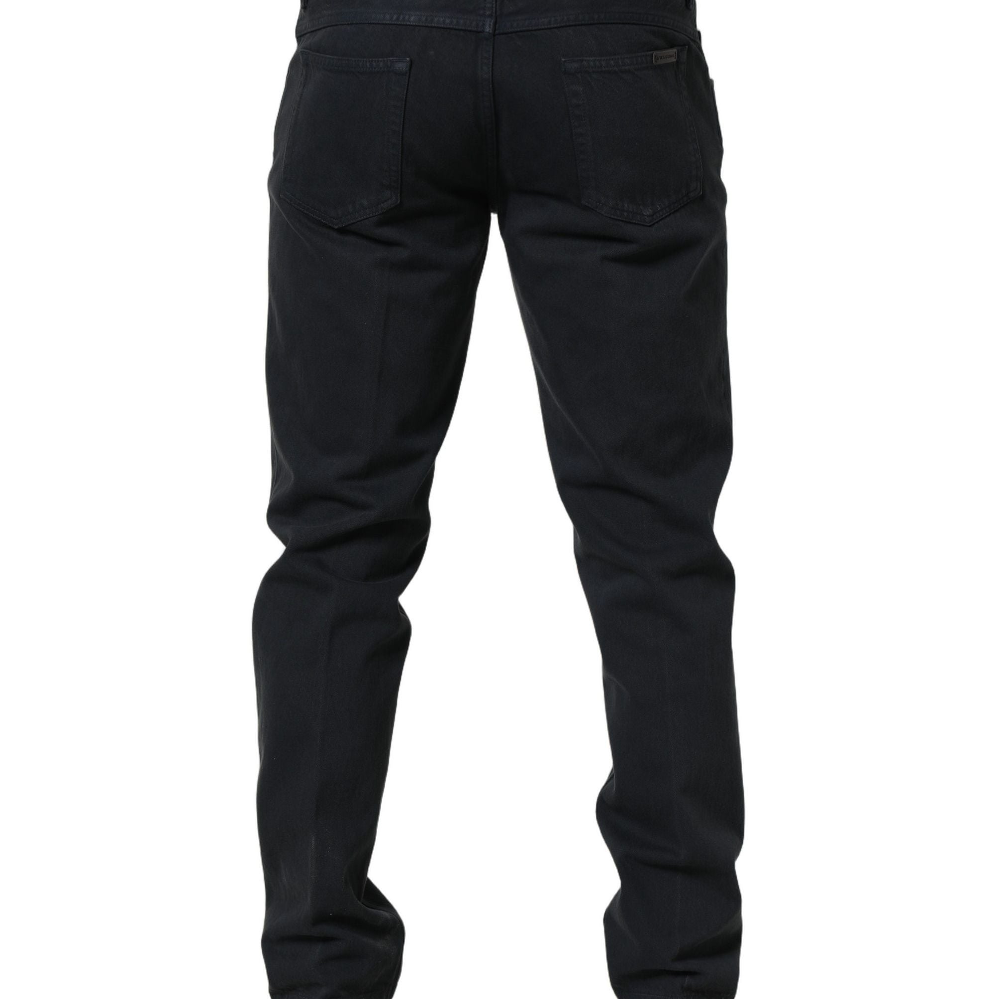 Dolce & Gabbana Black Cotton Mid Waist Skinny Men Denim Jeans