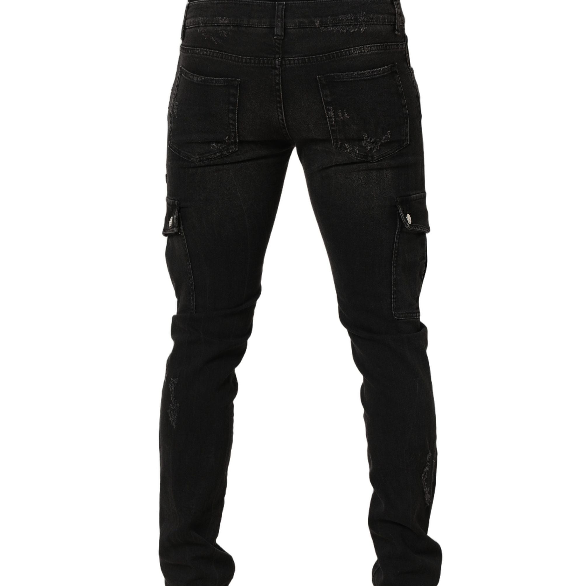 Dolce & Gabbana Black Distressed Cargo Cotton Men Denim Jeans