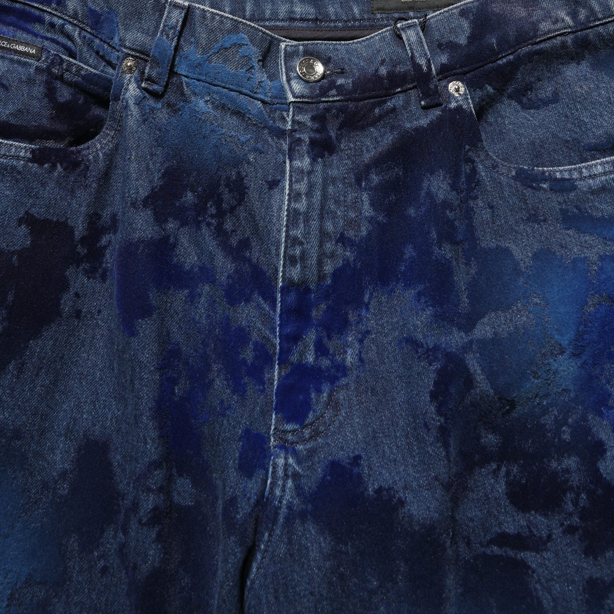 Dolce & Gabbana Blue Tie Dye Cotton Men Straight Denim Jeans