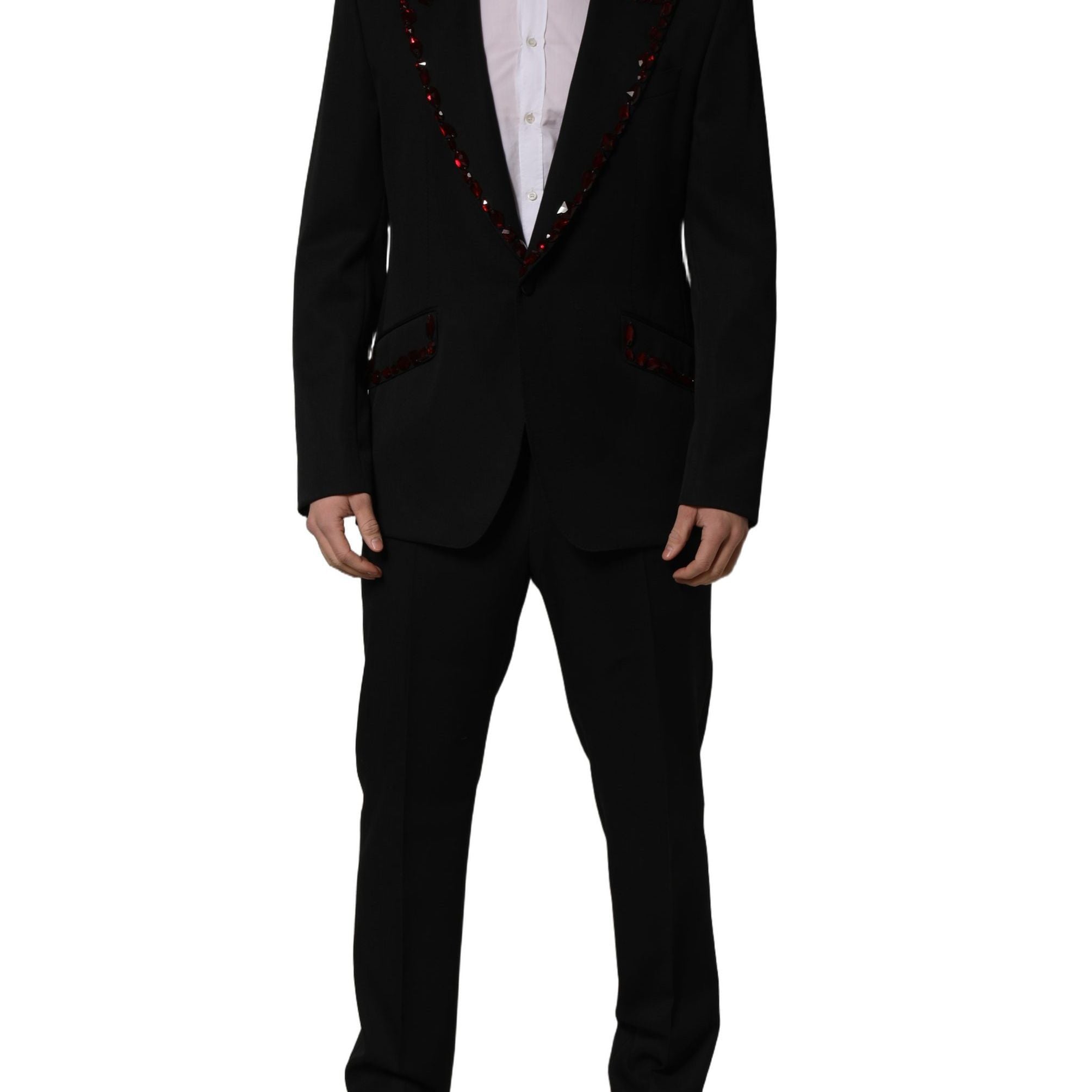 Dolce & Gabbana Black Crystal Embellished 2 Piece Suit