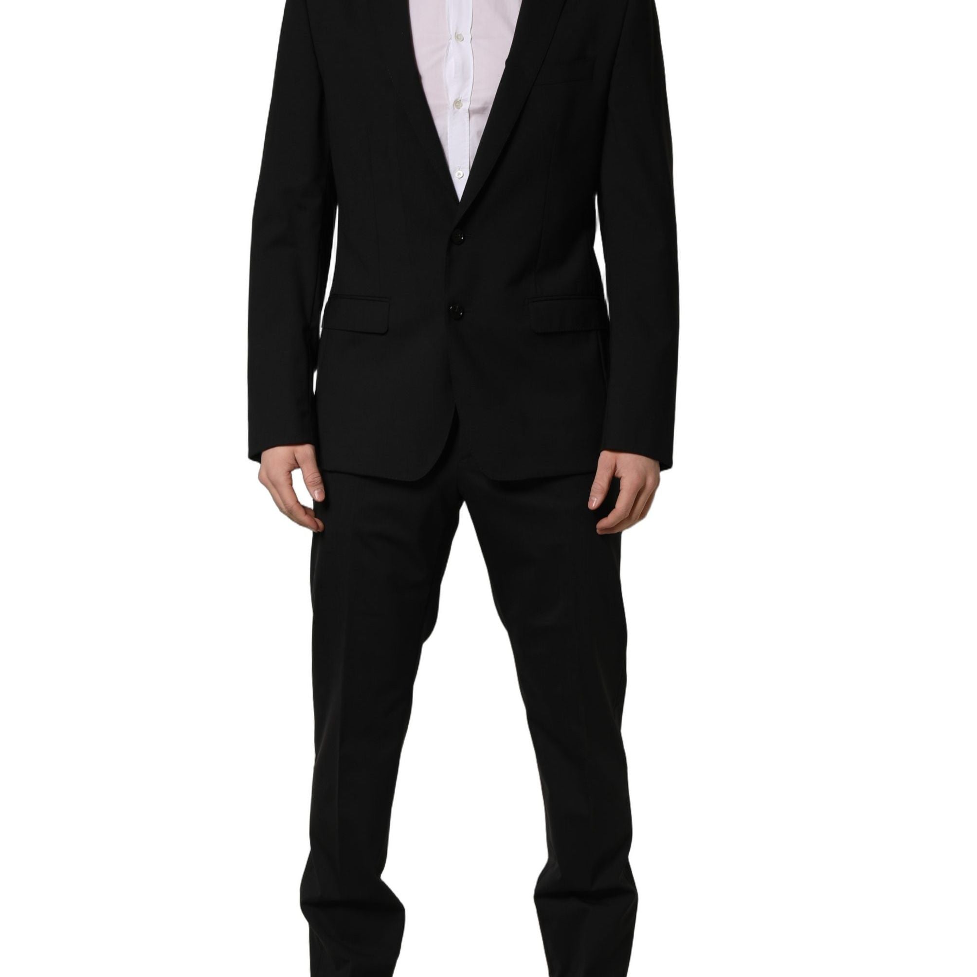 Dolce & Gabbana Black Wool Slim Fit Formal 2 Piece Men Suit