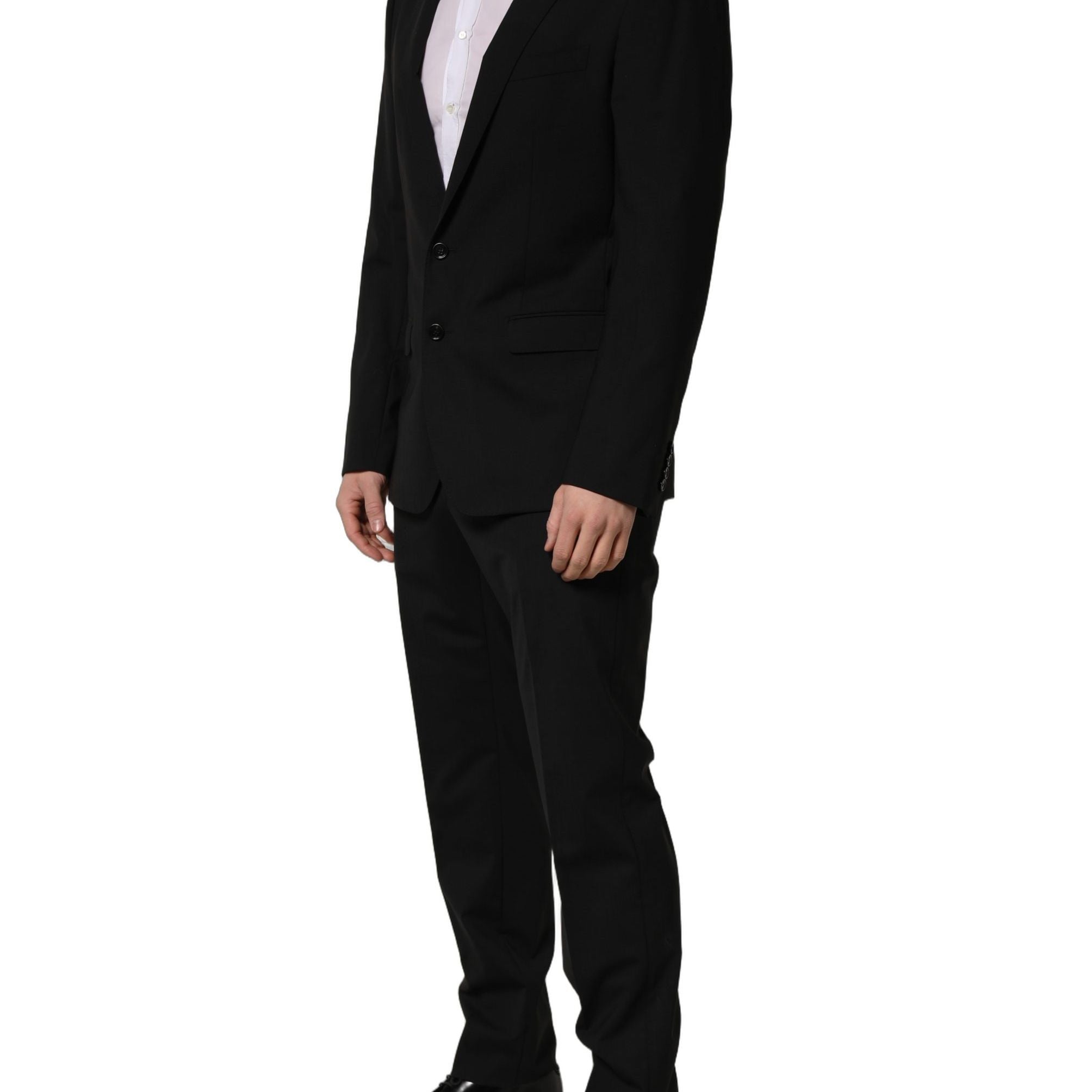 Dolce & Gabbana Black Wool Slim Fit Formal 2 Piece Men Suit