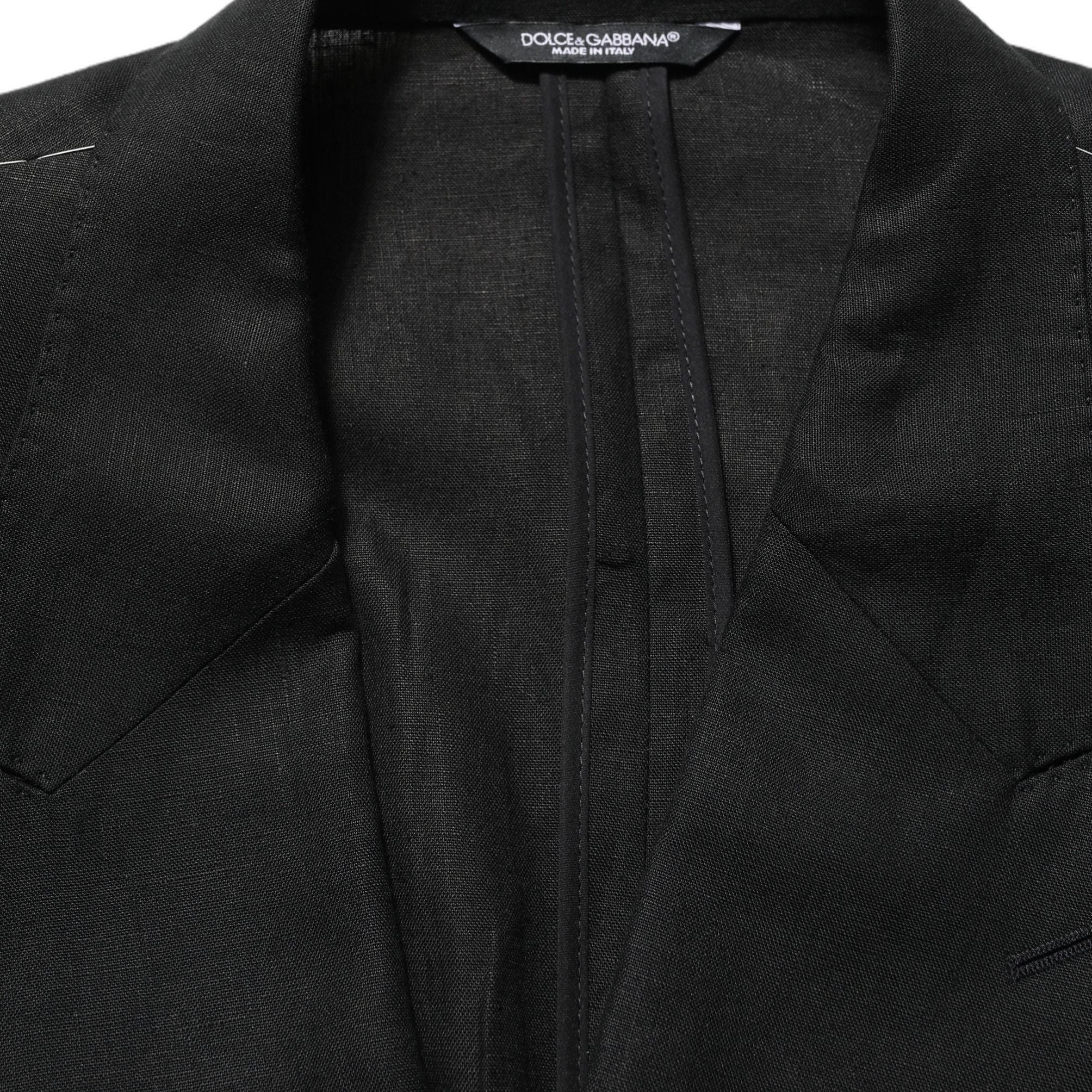Dolce & Gabbana Black Linen Slim Fit Formal 2 Piece Suit