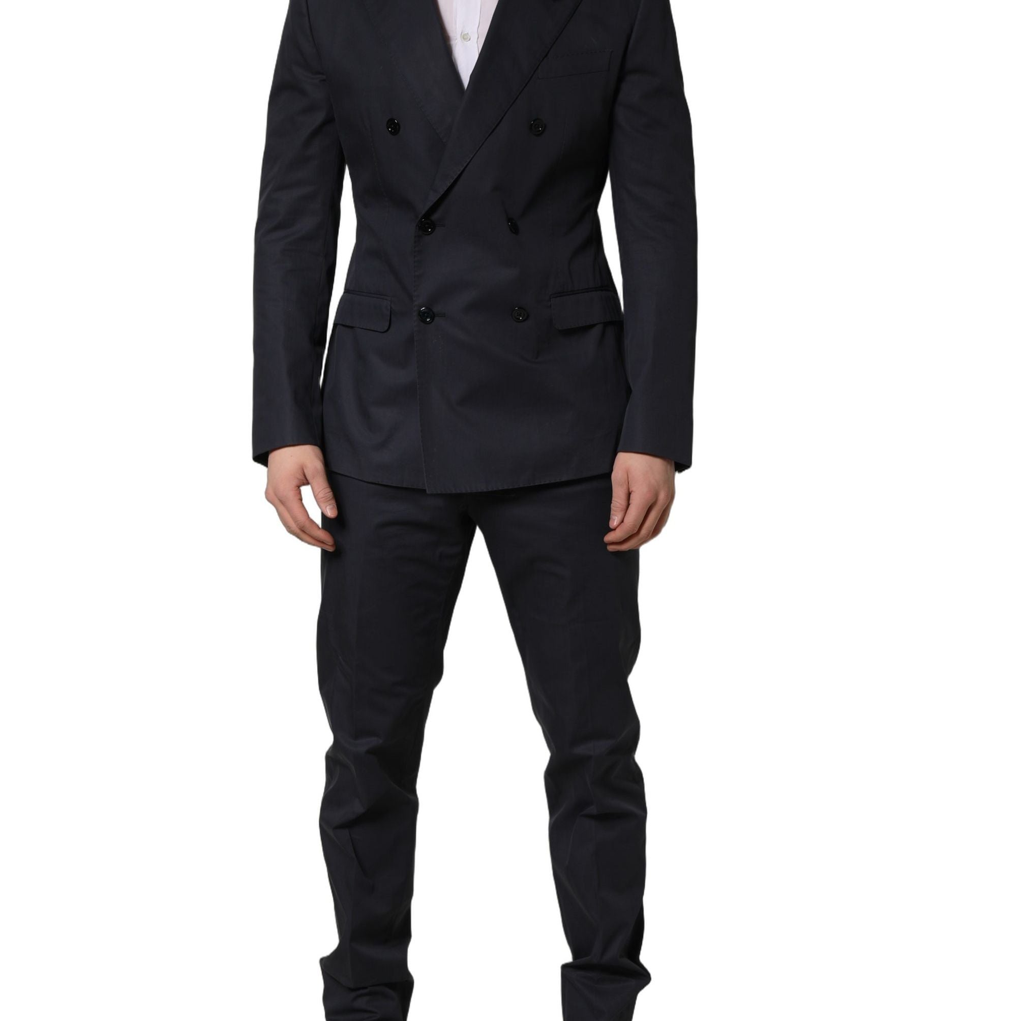Dolce & Gabbana Blue Cotton Slim Fit Formal 2 Piece Men Suit