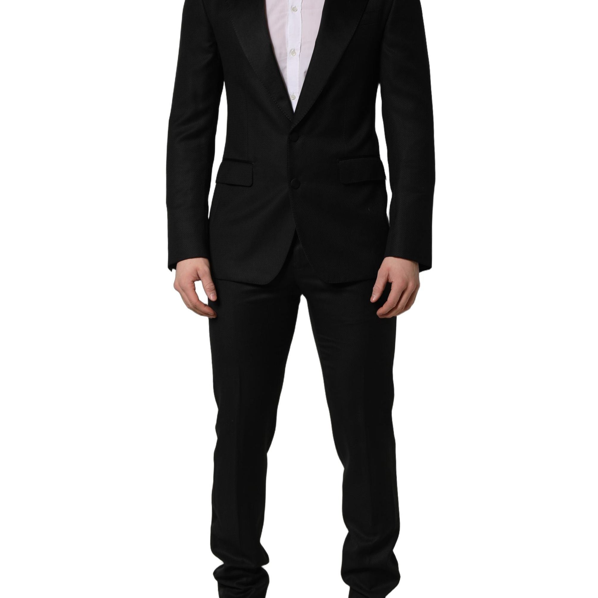Dolce & Gabbana Black Wool Slim Fit Formal 2 Piece Men Suit