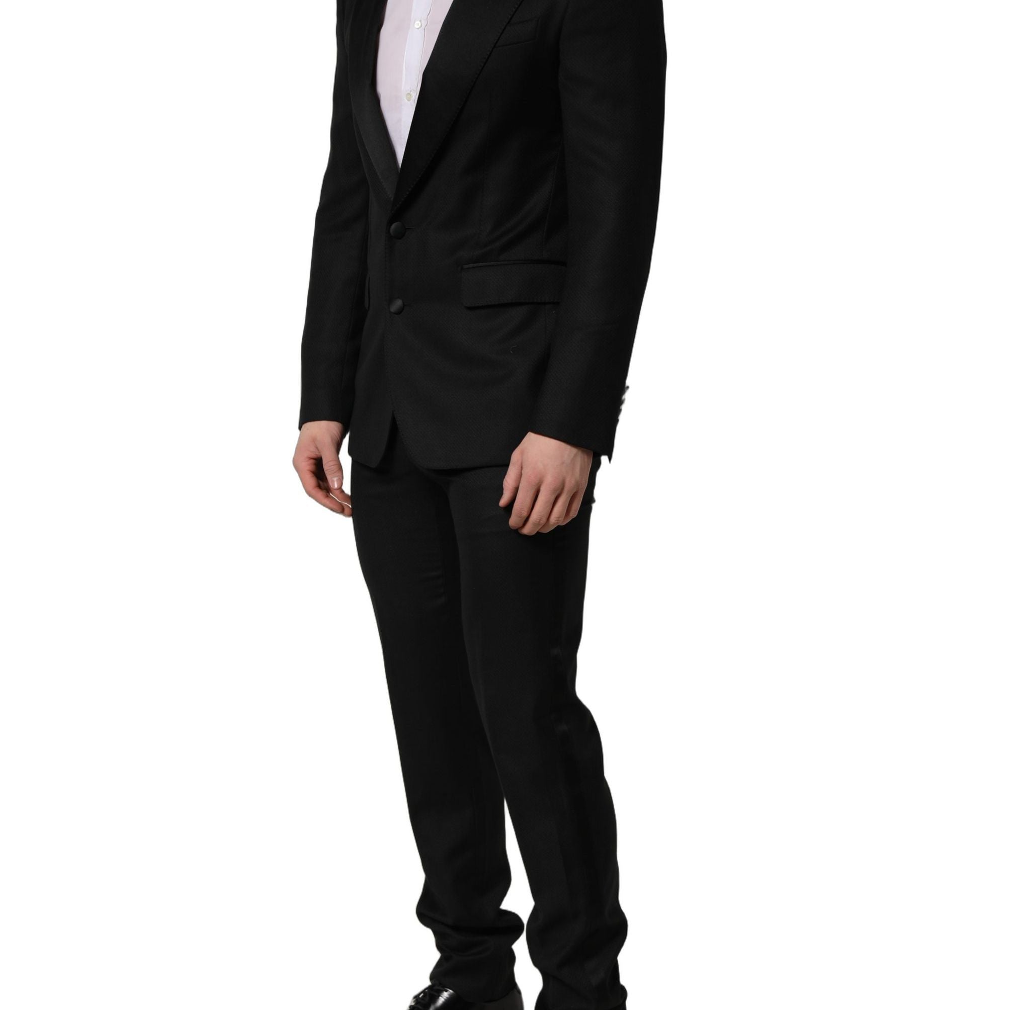 Dolce & Gabbana Black Wool Slim Fit Formal 2 Piece Men Suit