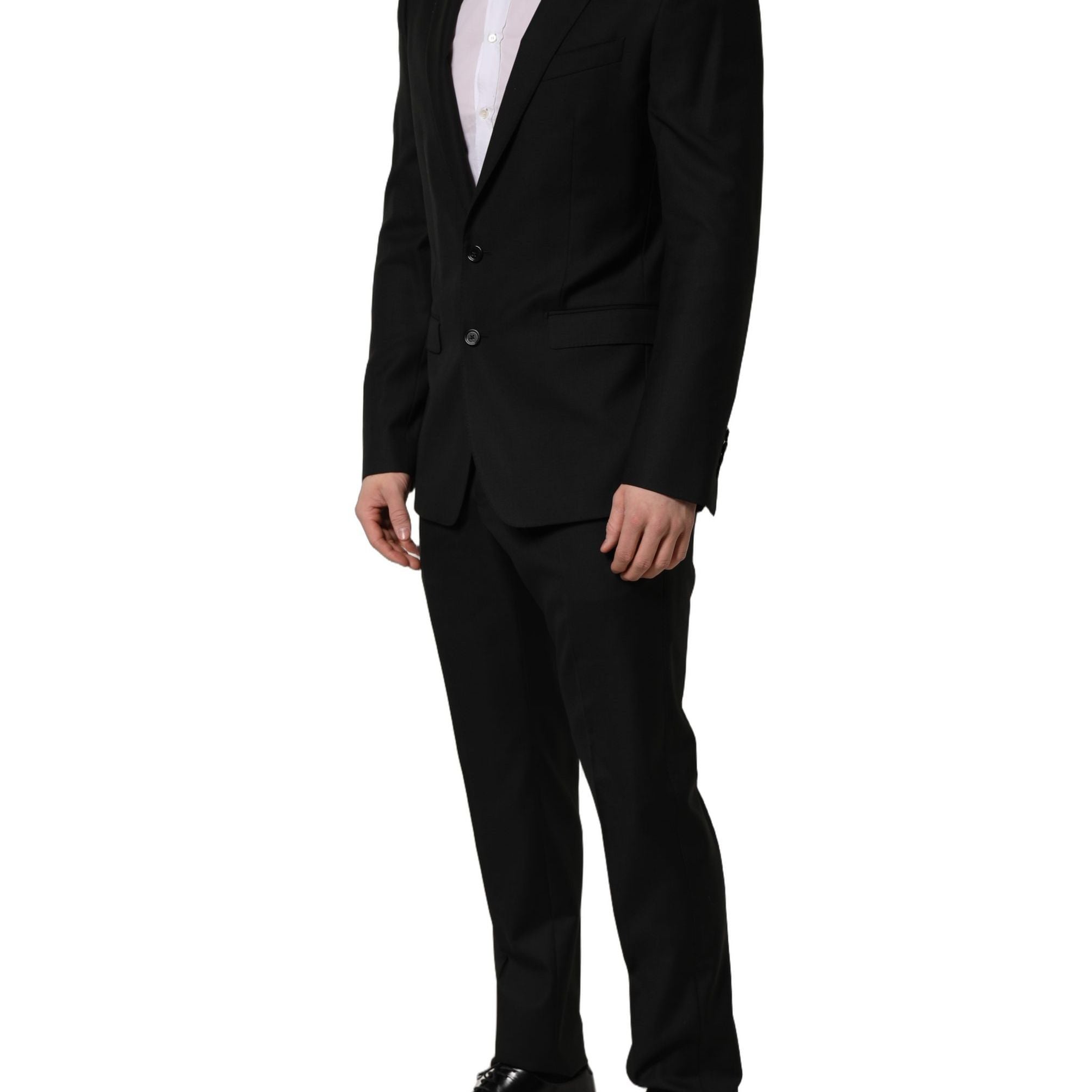 Dolce & Gabbana Black Wool Slim Fit Formal 2 Piece Men Suit