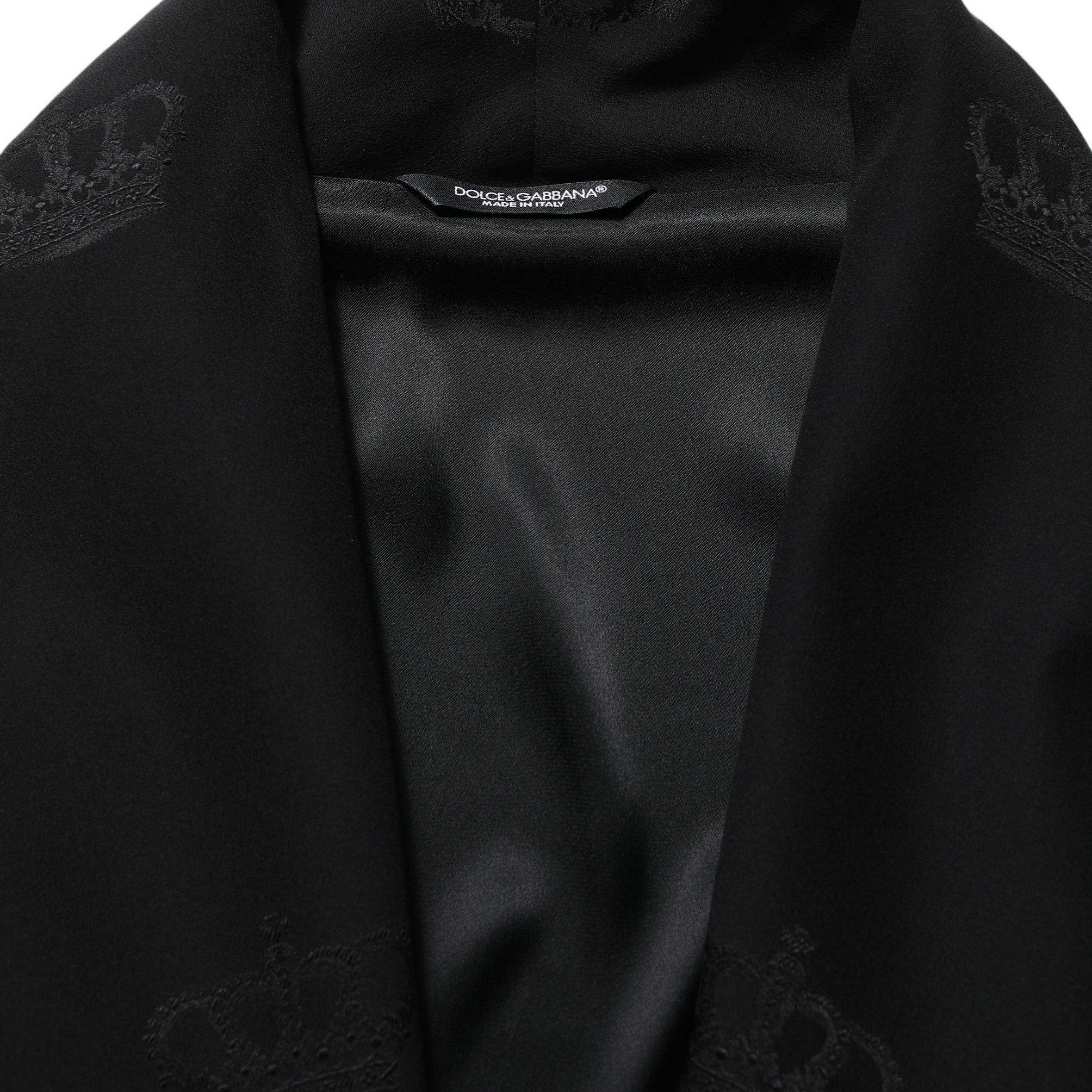Dolce & Gabbana Black 100% Silk Robe Men Wrap Coat Jacket