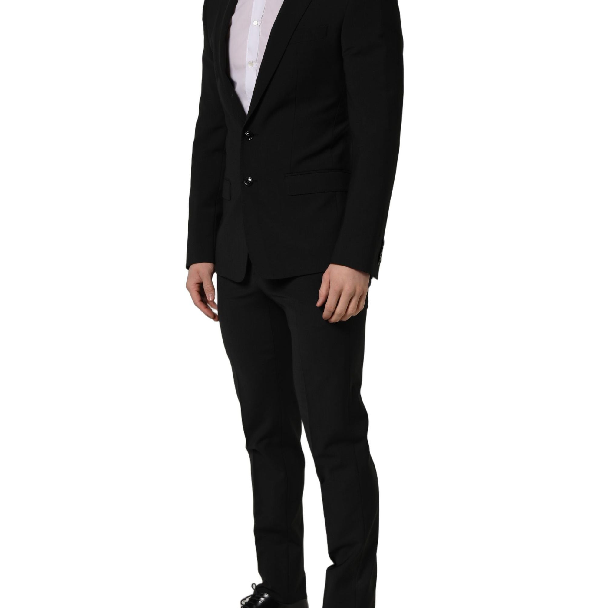 Dolce & Gabbana Black Wool Slim Fit Formal 2 Piece Men Suit
