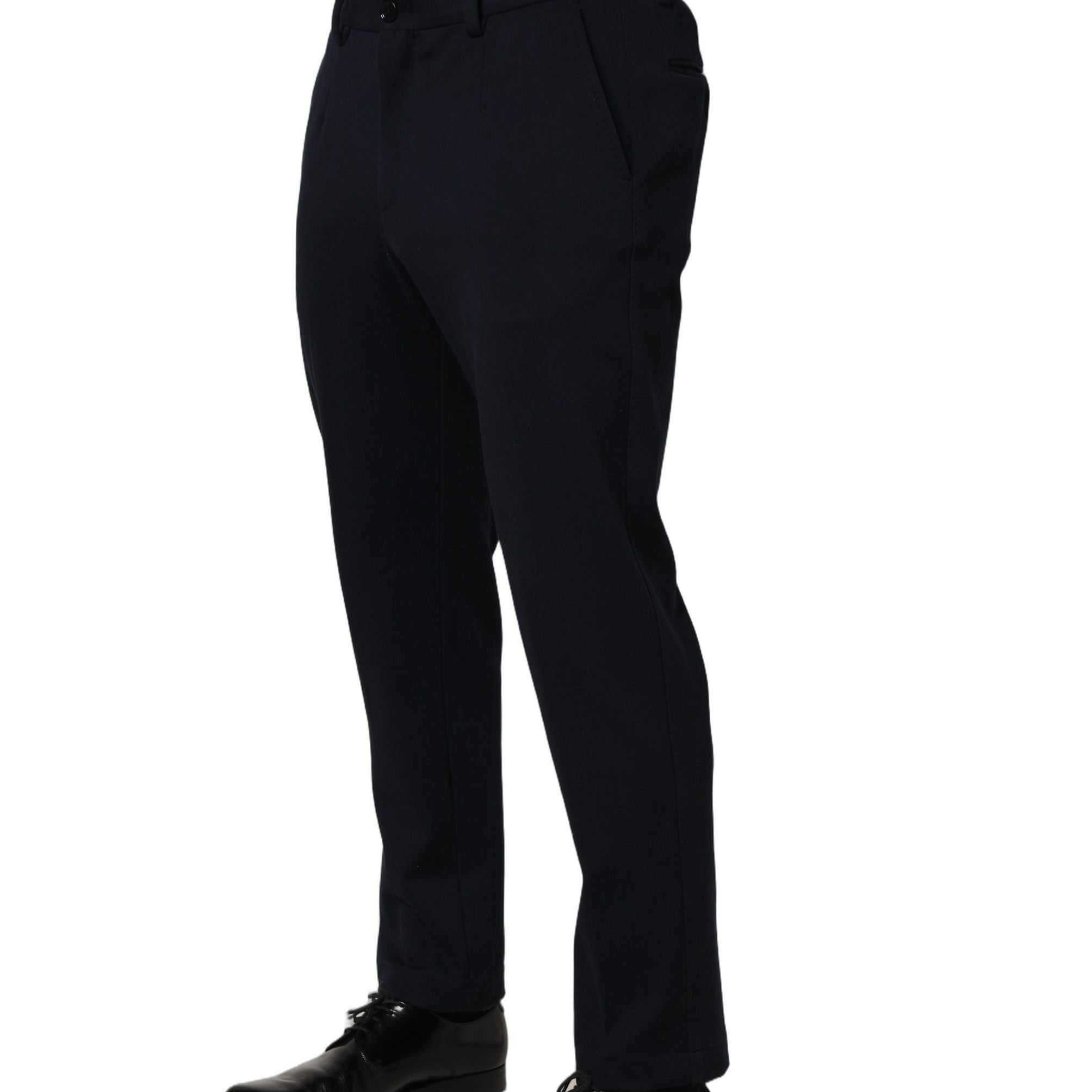 Dolce & Gabbana Black Cotton Tapered Leg Dress Trouser Pants