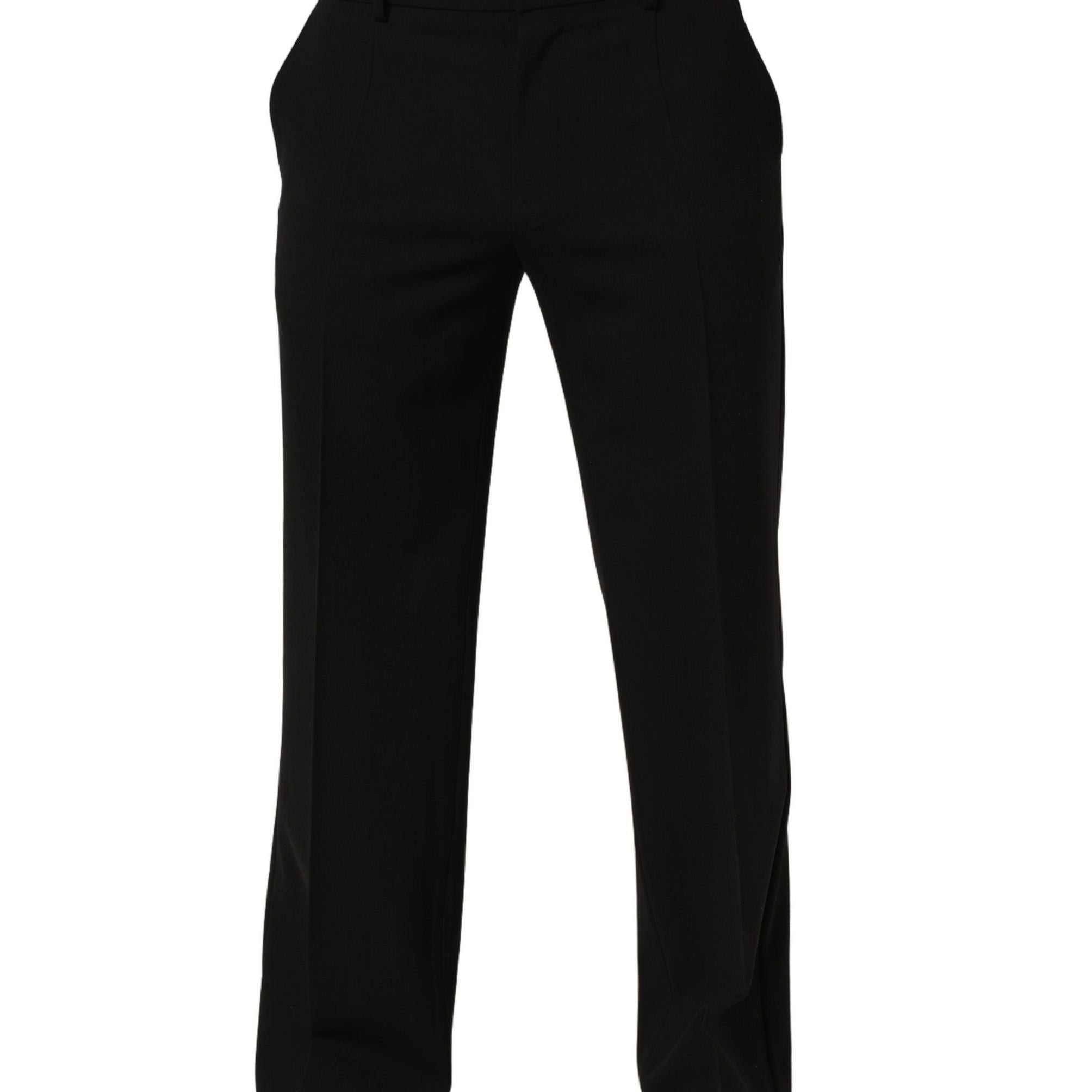 Dolce & Gabbana Black Wool Straight Men Dress Trouser Pants