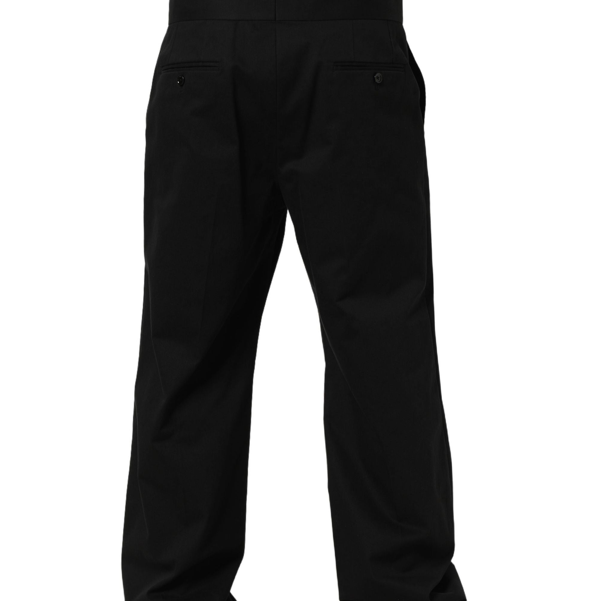 Dolce & Gabbana Black Cotton Straight Leg DressTrouser Pants