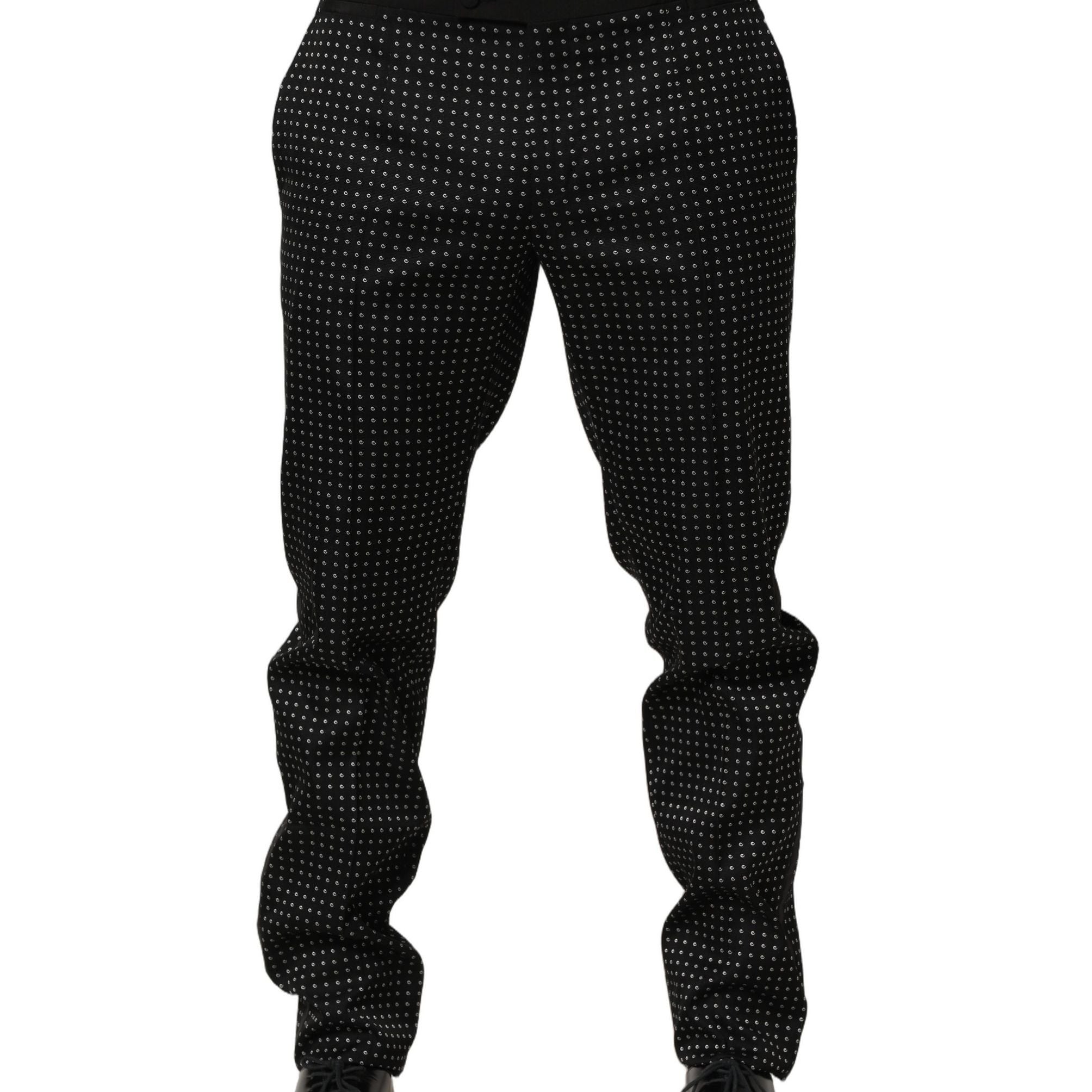 Dolce & Gabbana Black Polka Dot Cotton Dress Trouser Pants