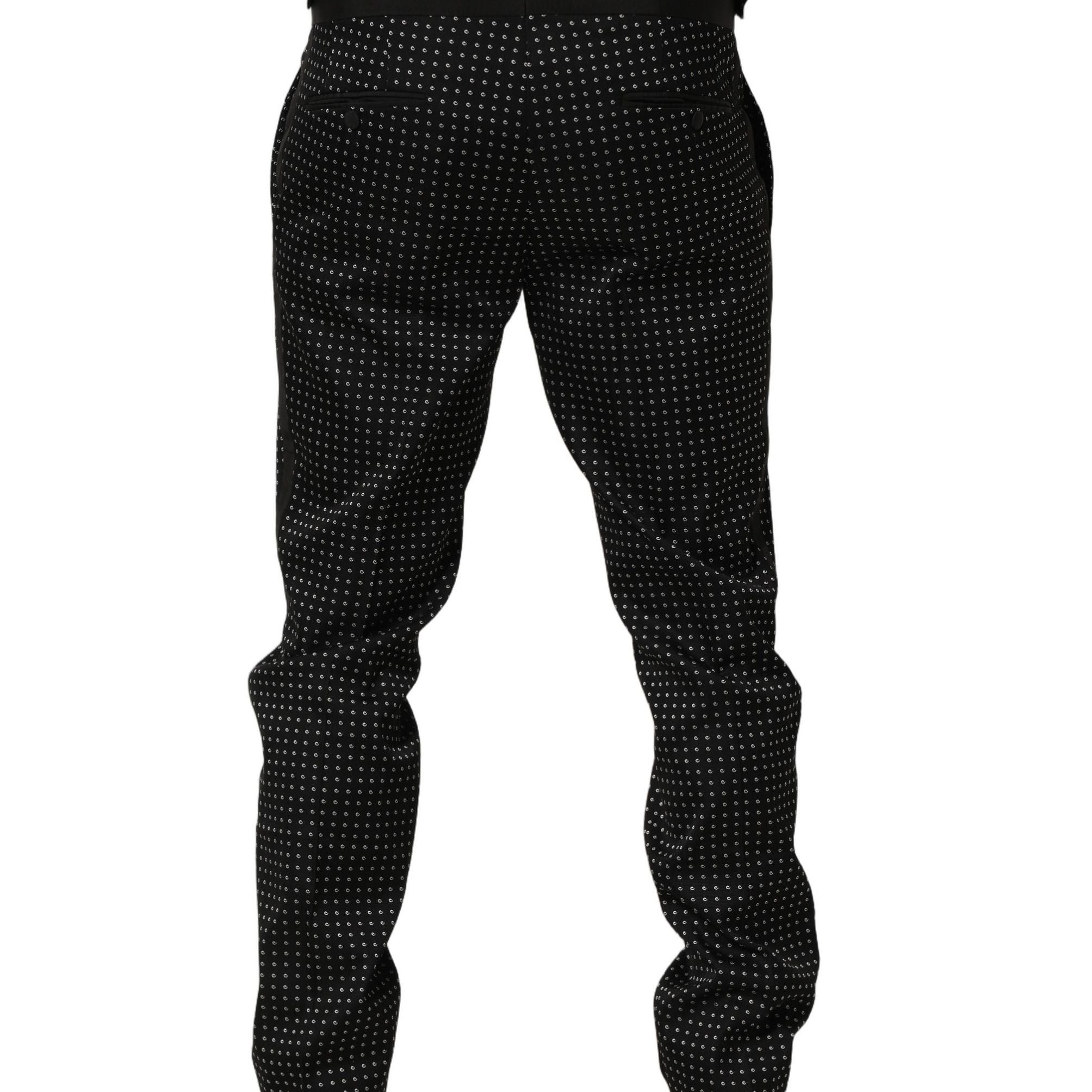 Dolce & Gabbana Black Polka Dot Cotton Dress Trouser Pants
