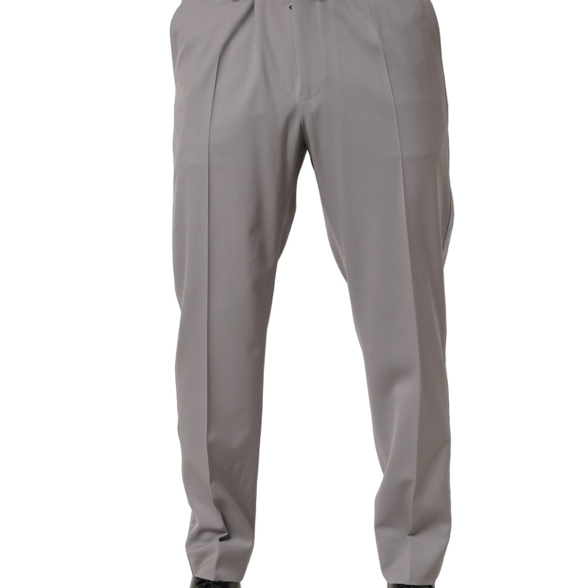 Dolce & Gabbana Gray Wool Tapered Men Dress Trouser Pants
