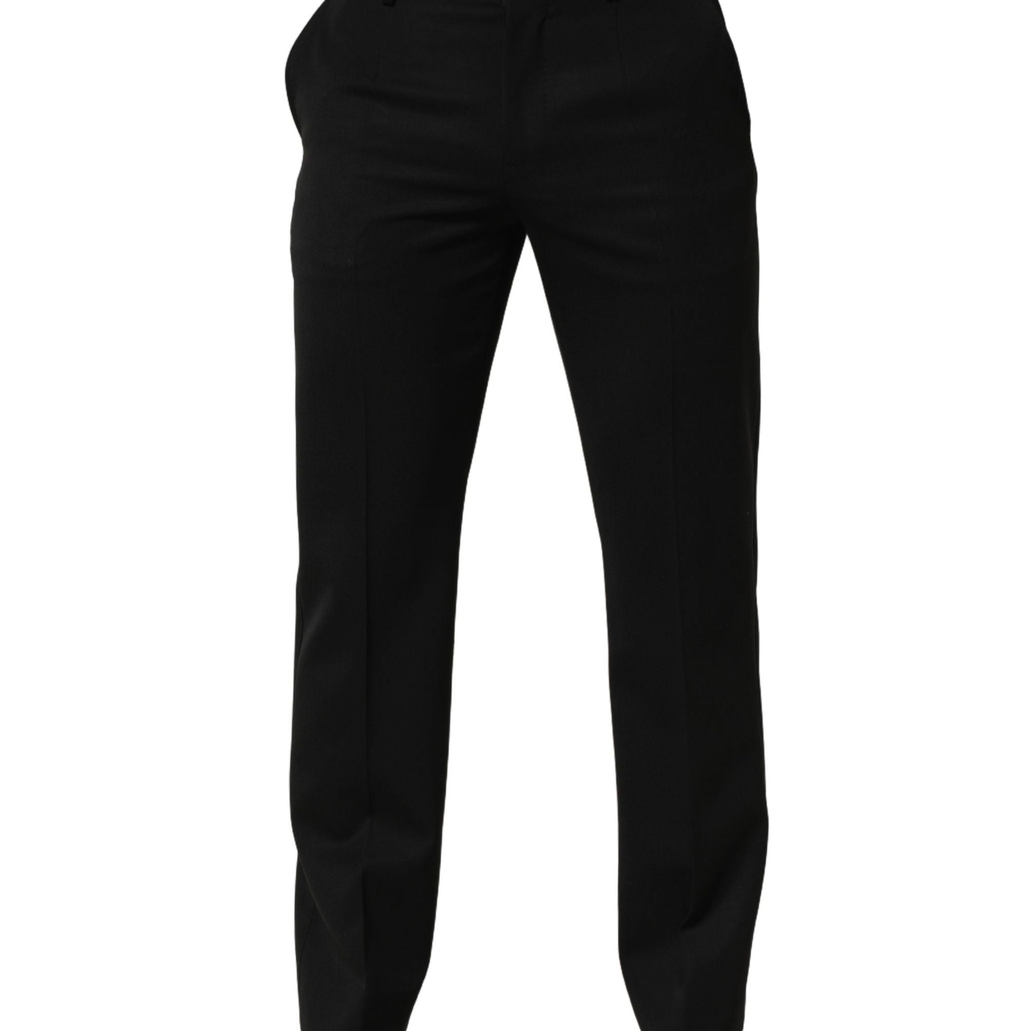Dolce & Gabbana Black Wool Tapered Men Dress Trouser Pants